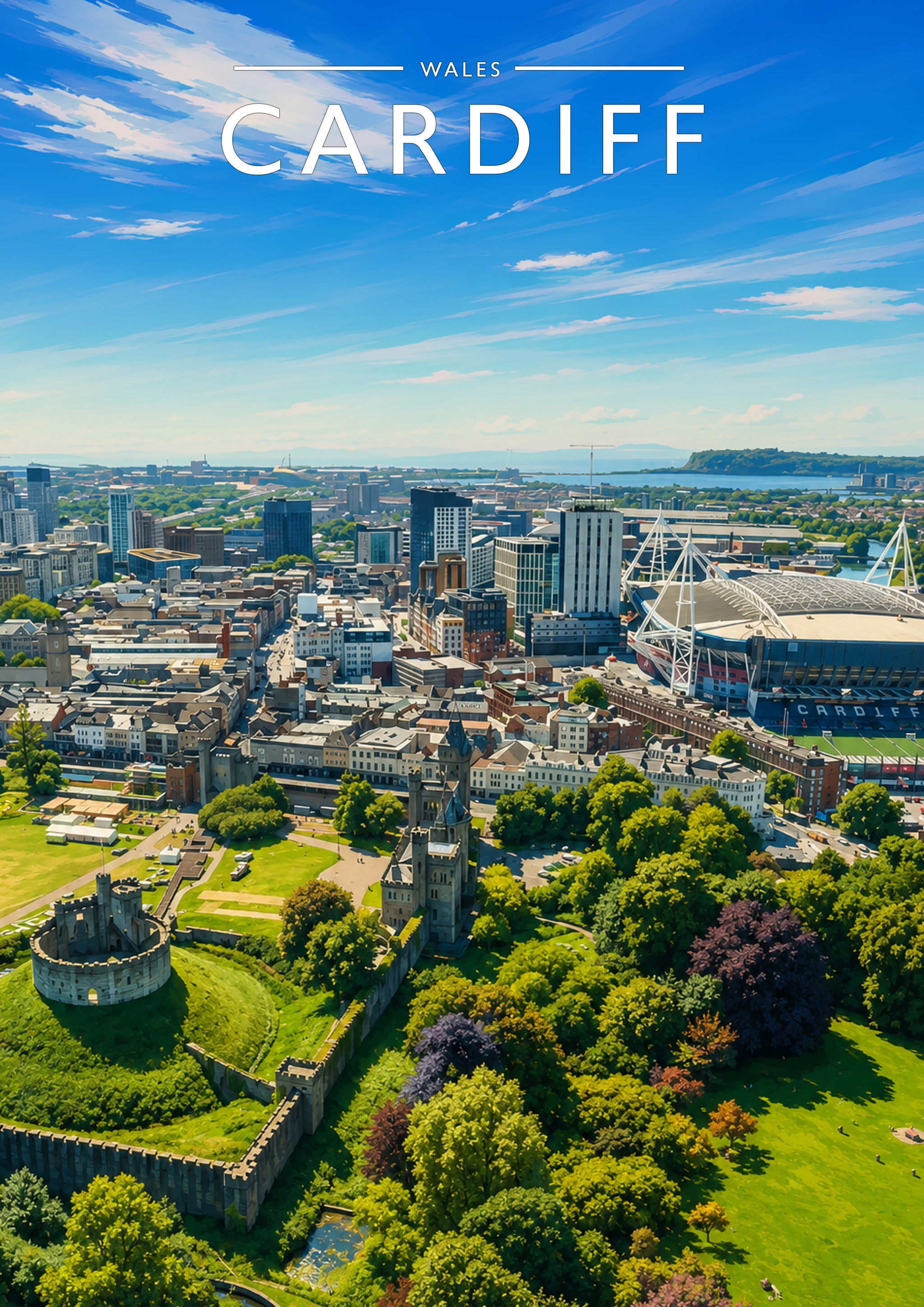 Cardiff #2 Travel Poster - A4 travel poster print