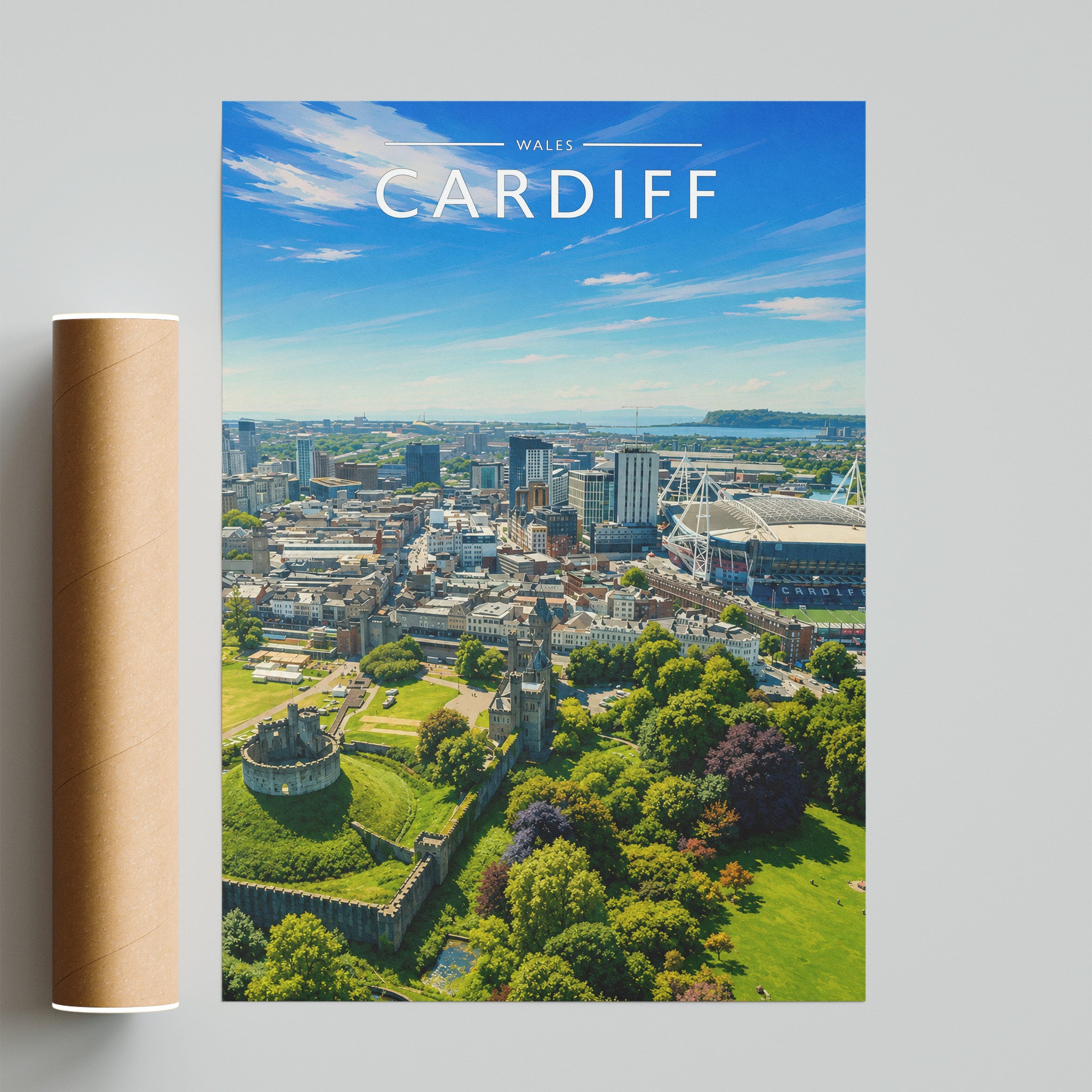 Cardiff #2 Travel Poster - fine art print with shipping tube