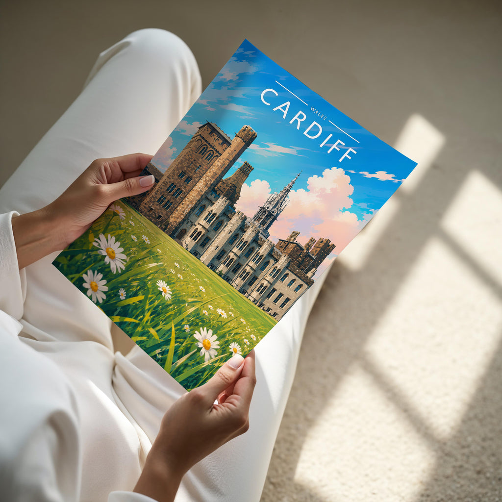 Cardiff #3 Travel Poster - A4 print held in hand