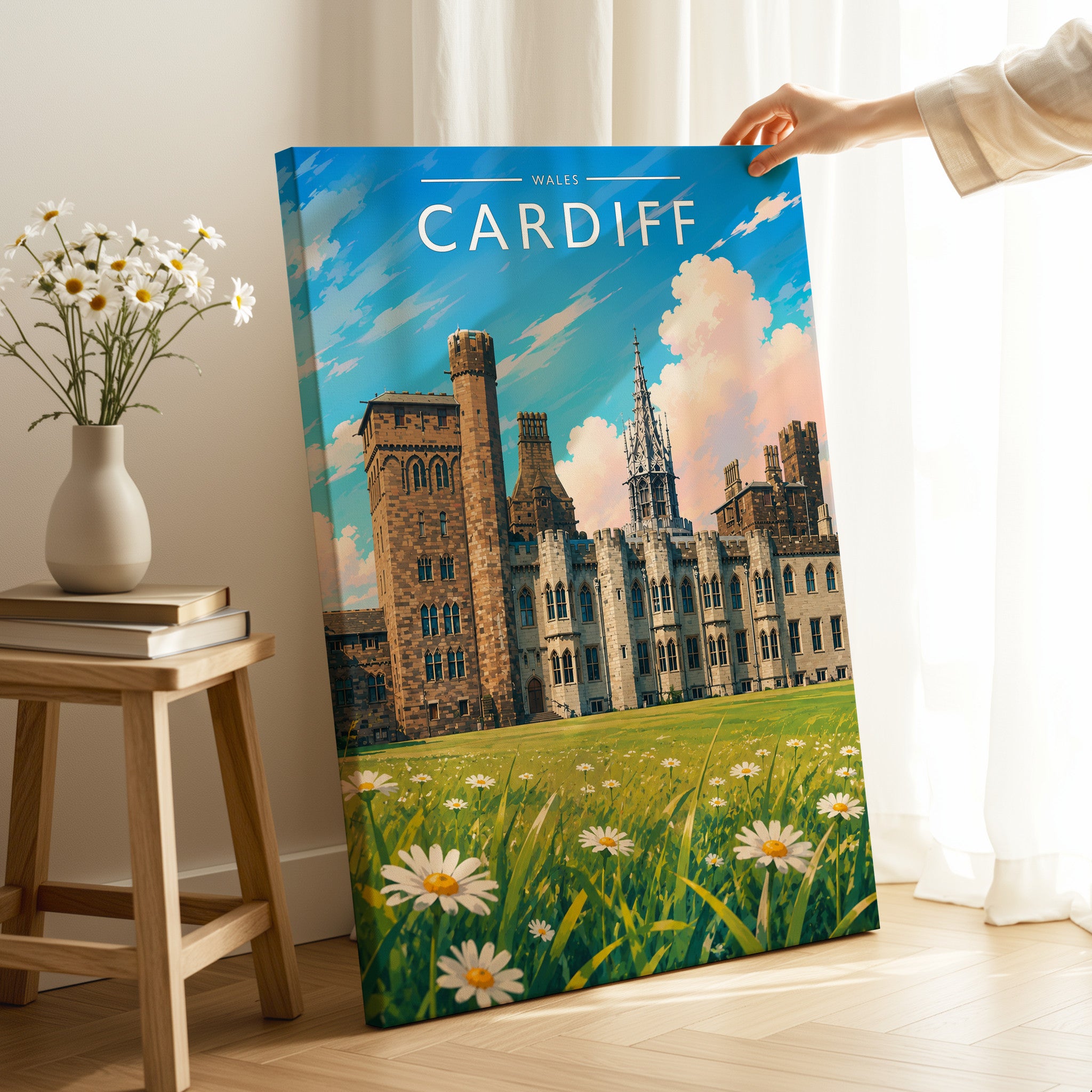 Cardiff #3 Travel Poster as a gallery-wrapped canvas