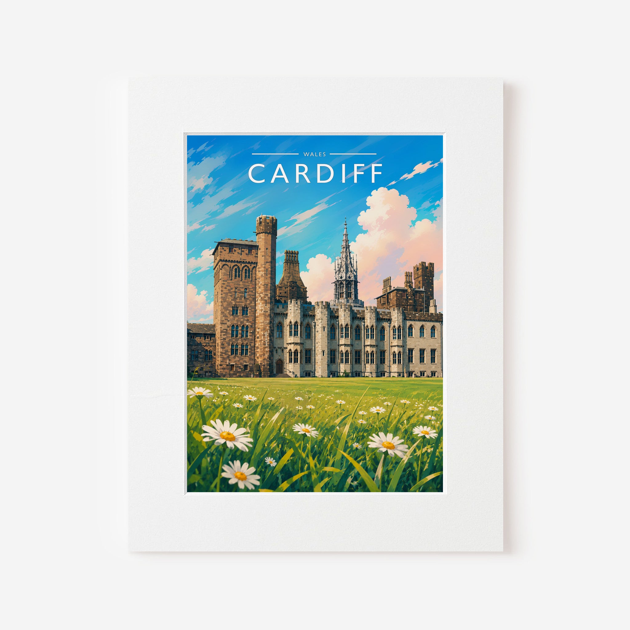 Cardiff #3 Travel Poster in a white mount