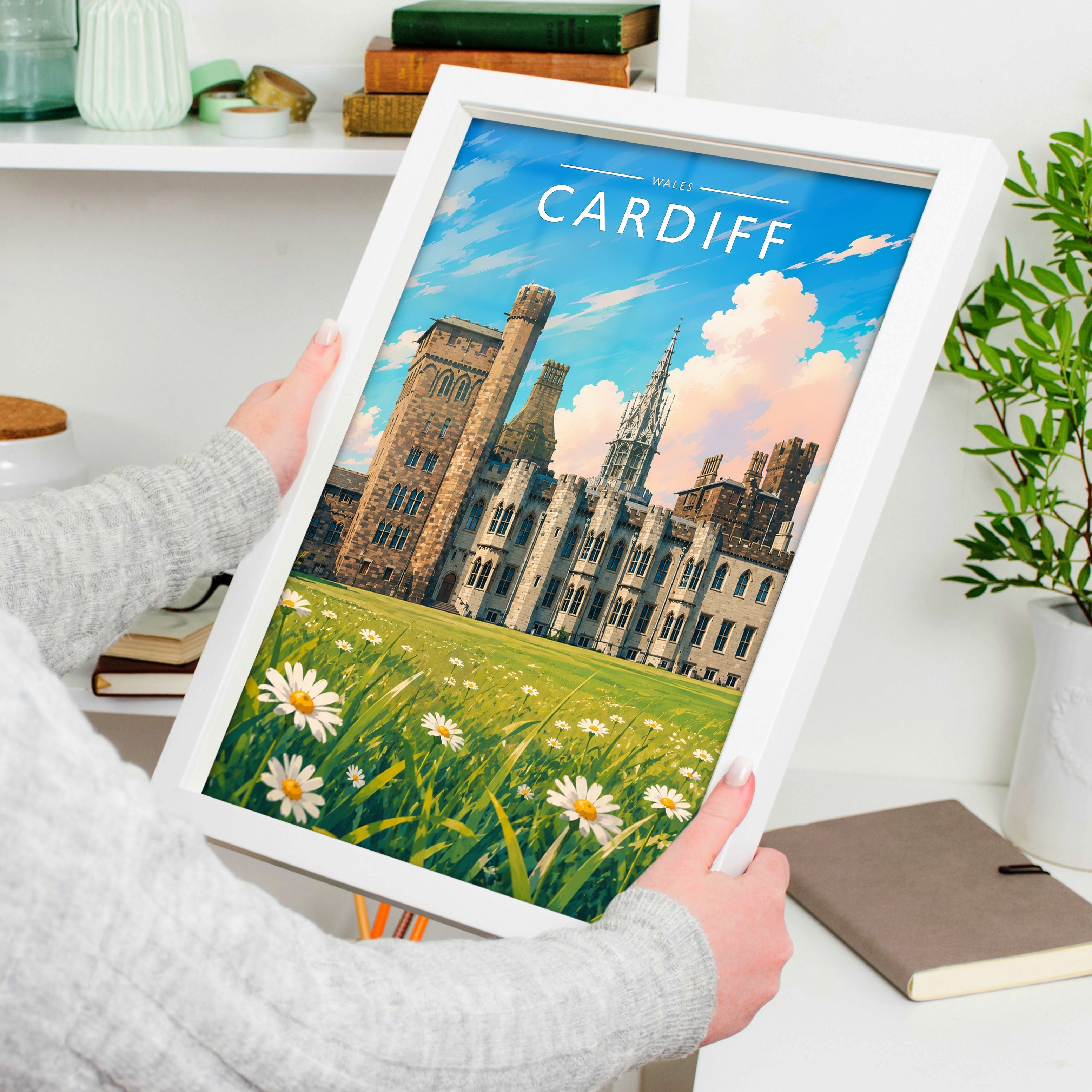 Cardiff #3 Travel Poster held in a white frame