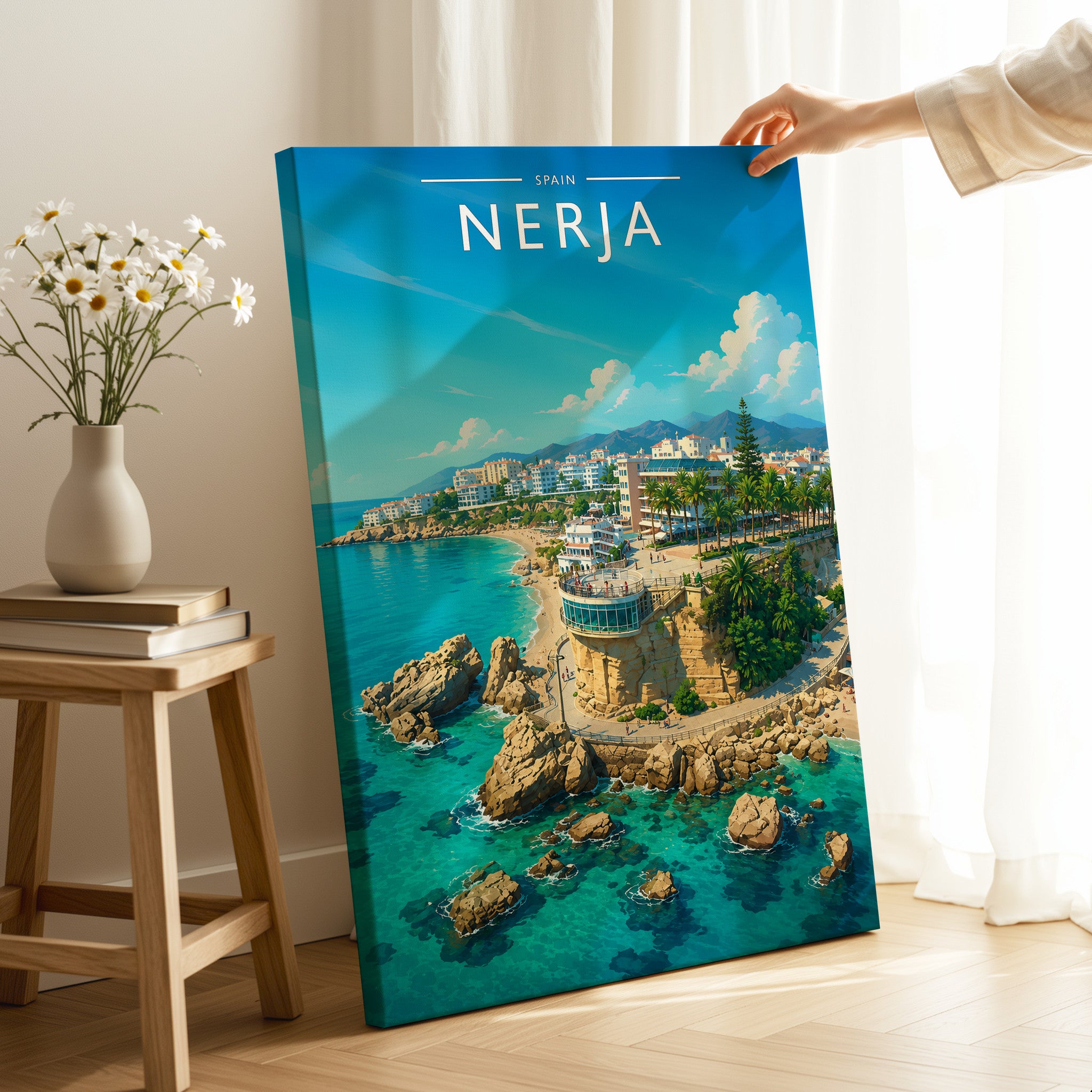 Nerja Travel Poster as a gallery-wrapped canvas