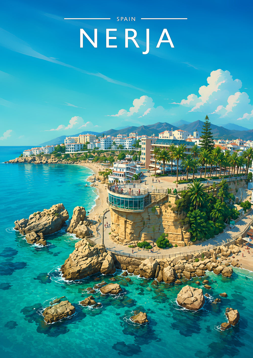 Nerja Travel Poster - A4 travel poster print