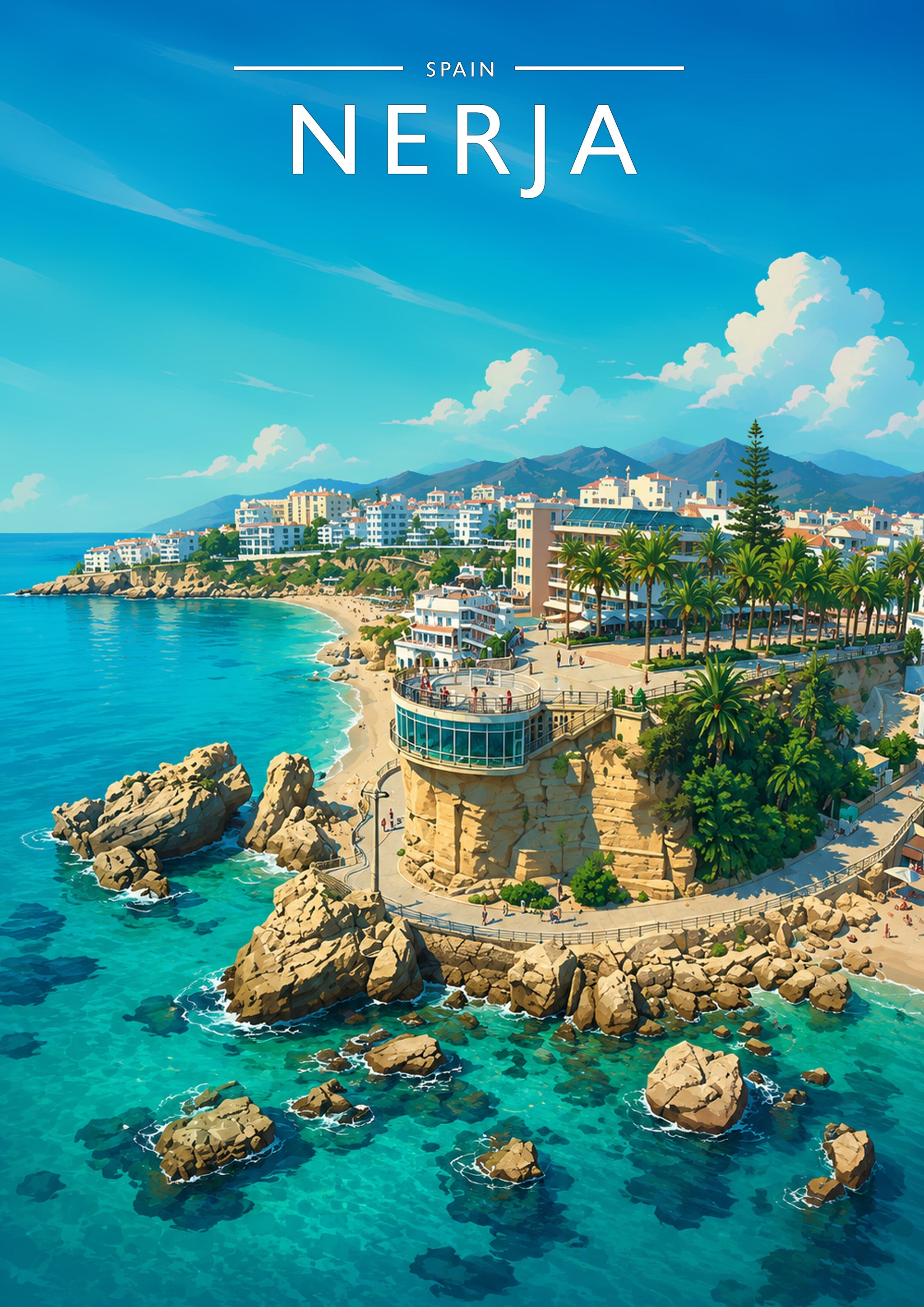 Nerja Travel Poster - A4 travel poster print