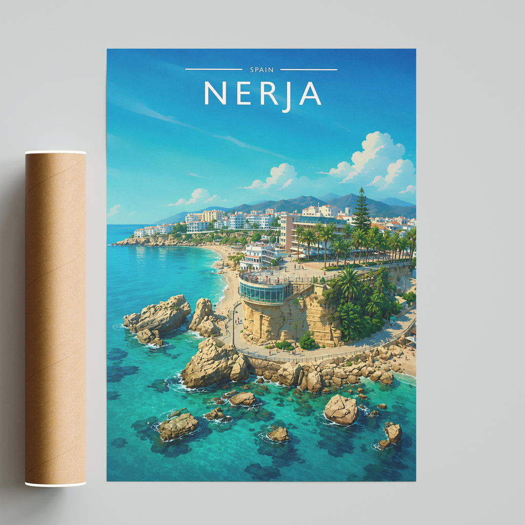 Nerja Travel Poster - fine art print with shipping tube