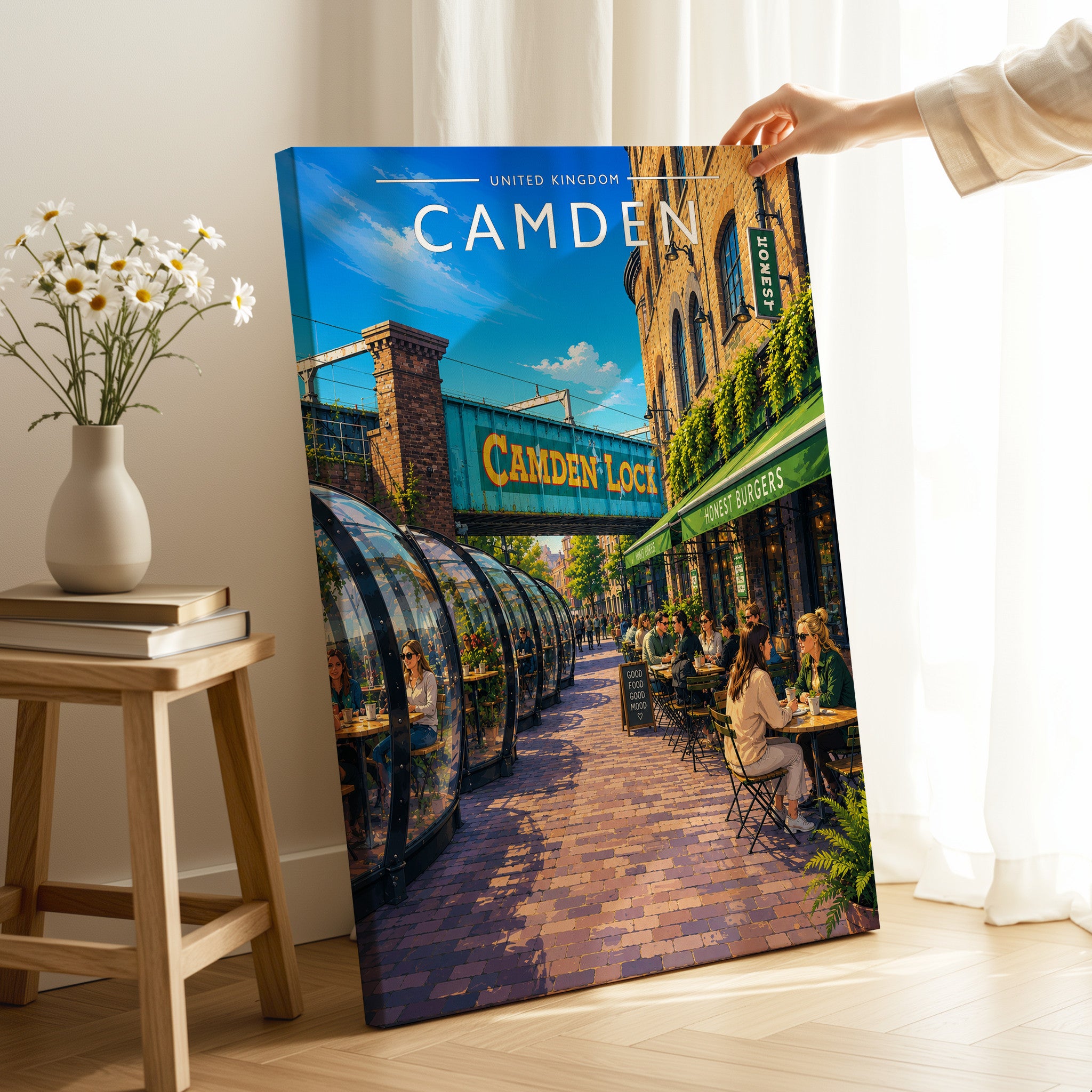 Camden Travel Poster as a gallery-wrapped canvas