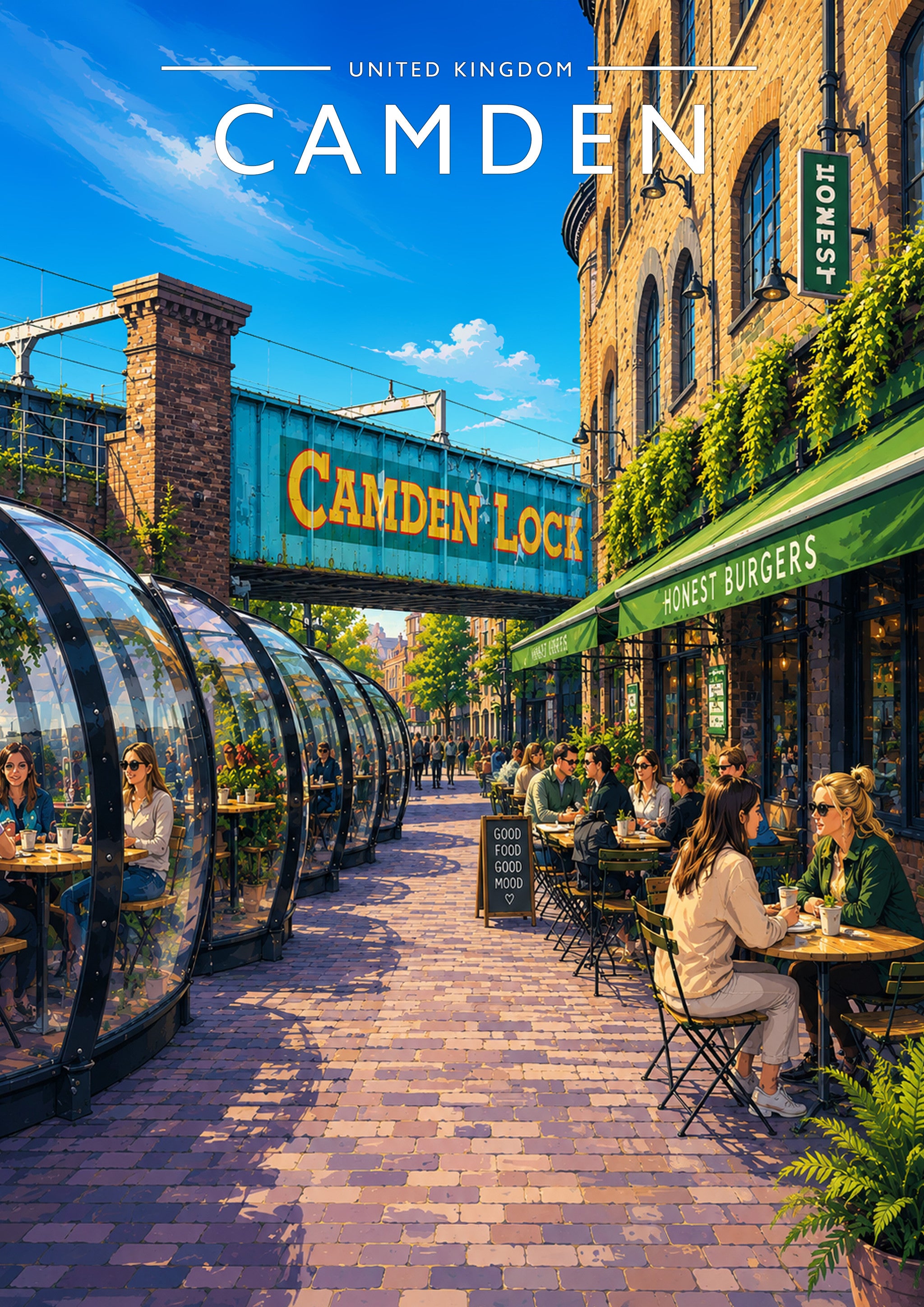 Camden Travel Poster - A4 travel poster print