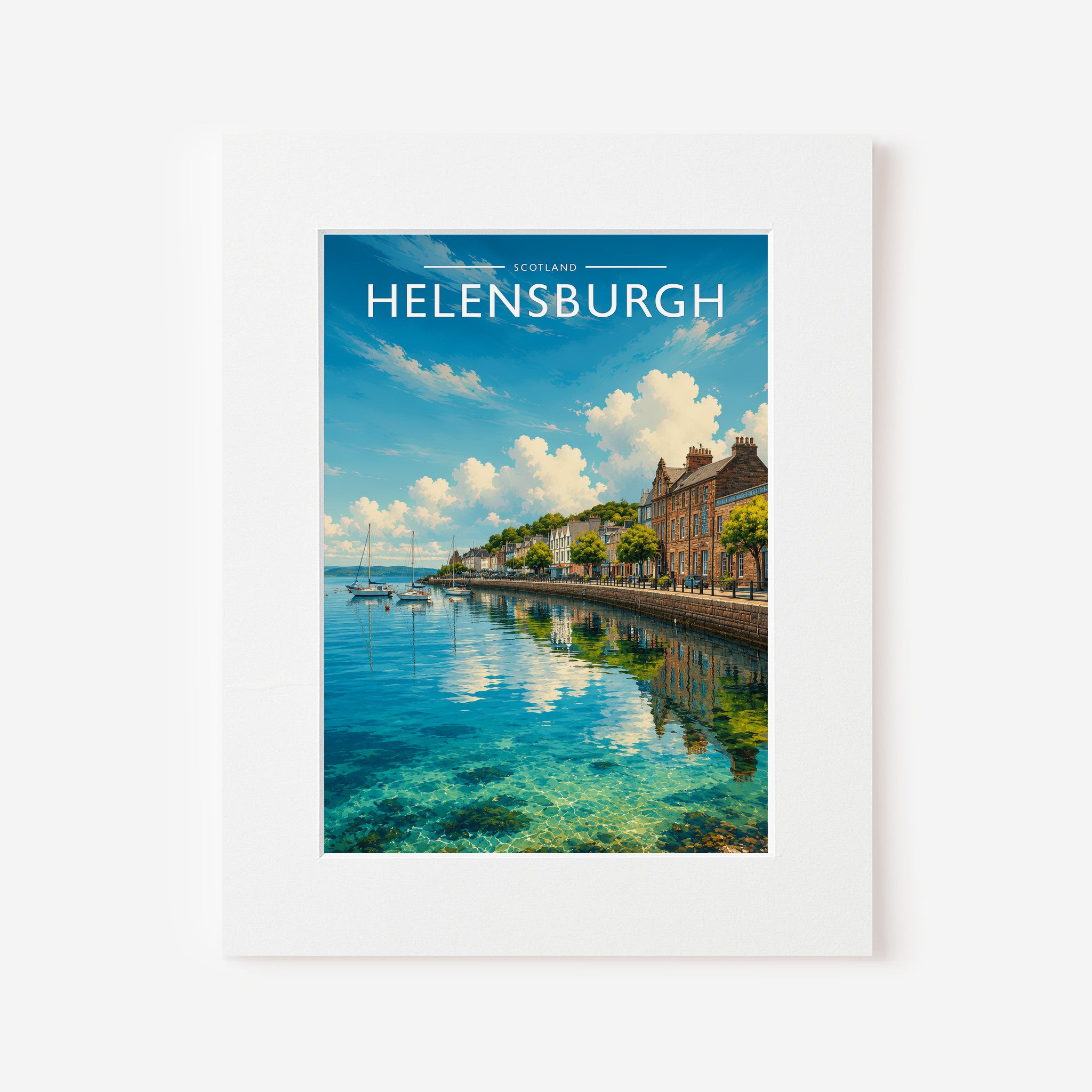 Helensburgh Travel Poster in a white mount
