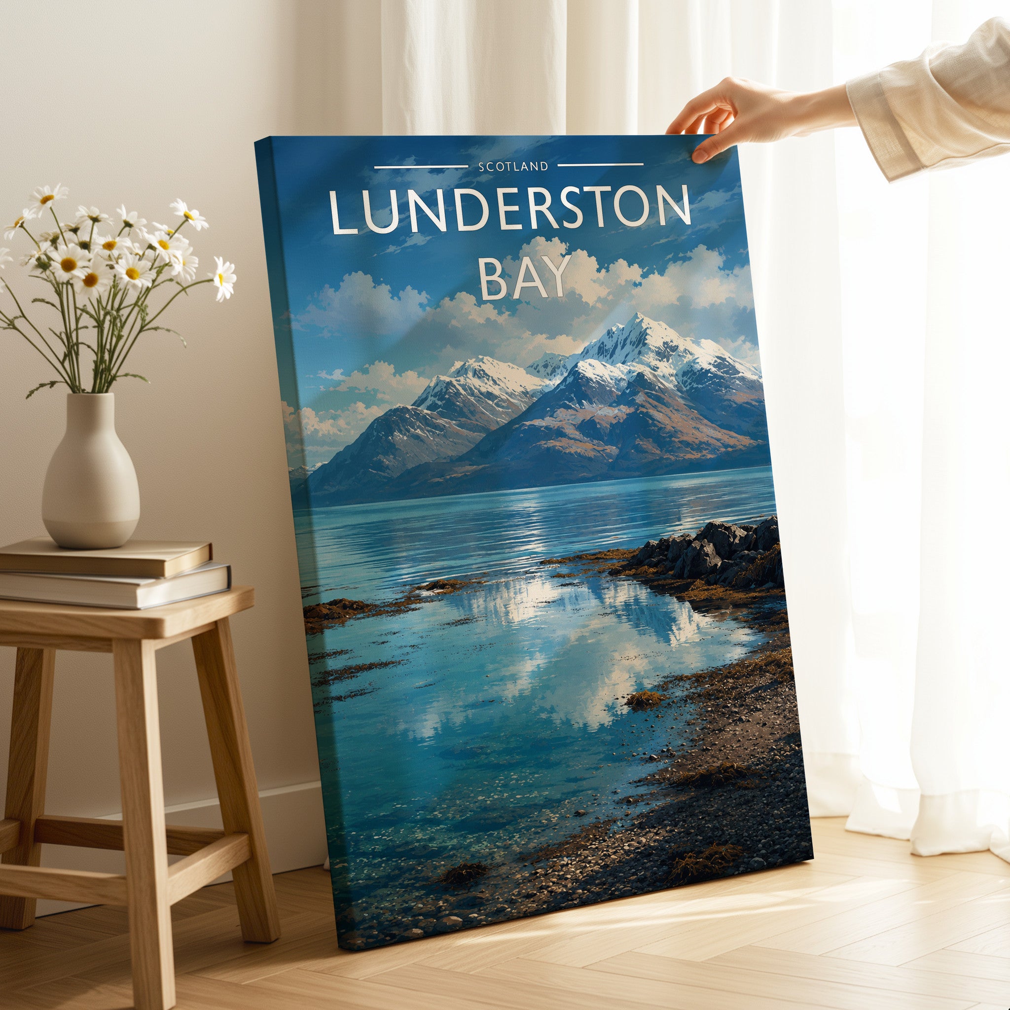 Lunderston Bay Travel Poster as a gallery-wrapped canvas
