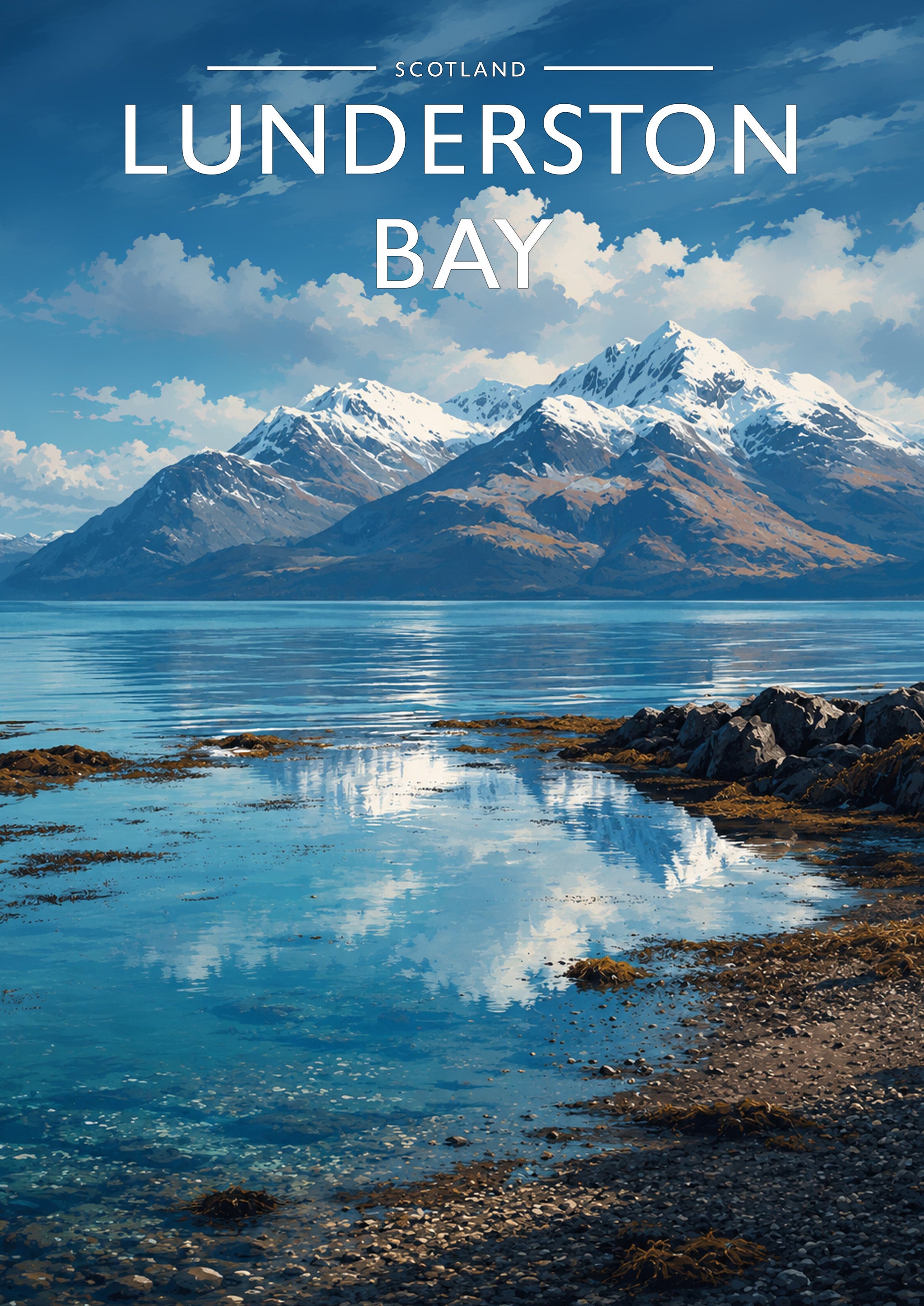 Lunderston Bay Travel Poster - A4 travel poster print