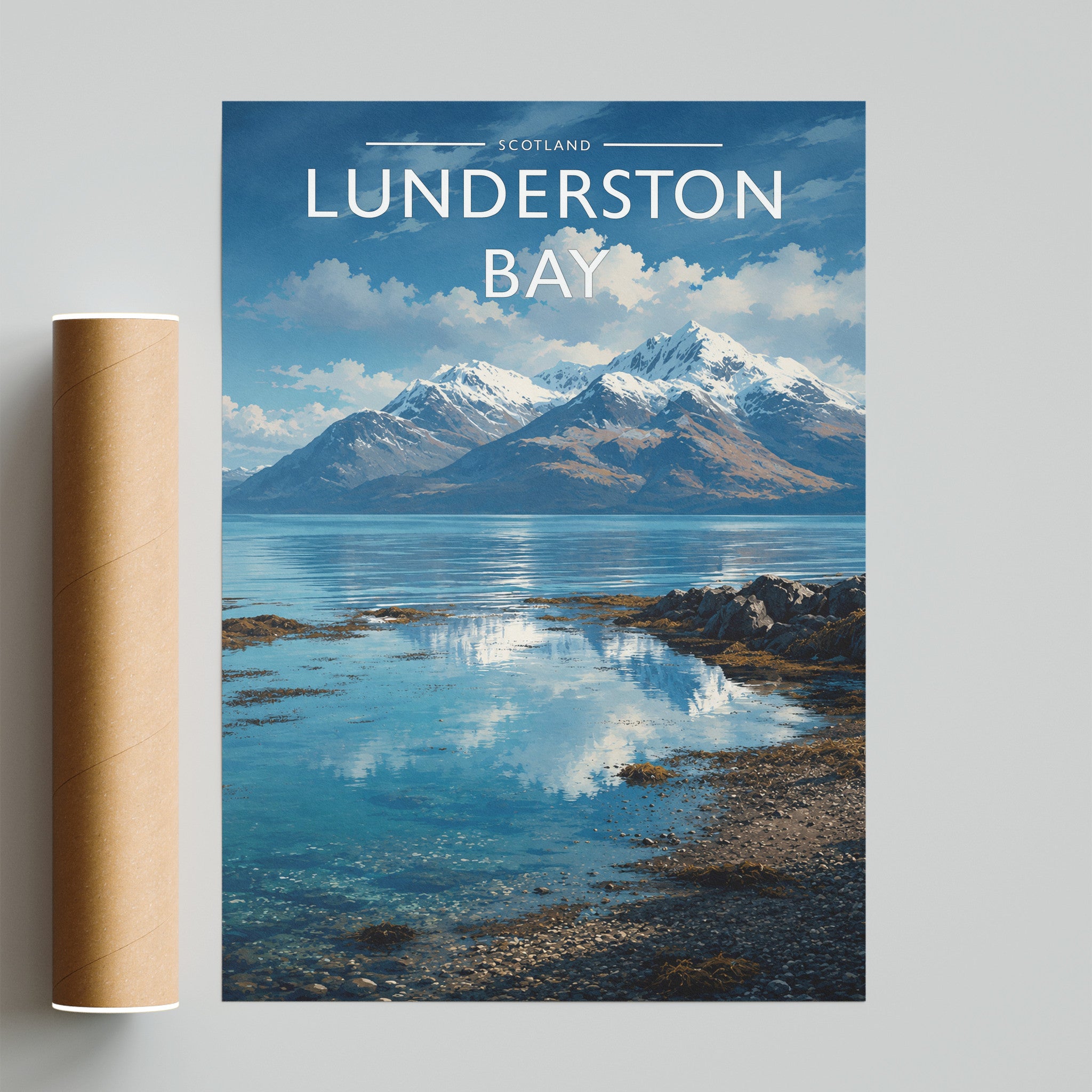 Lunderston Bay Travel Poster - fine art print with shipping tube