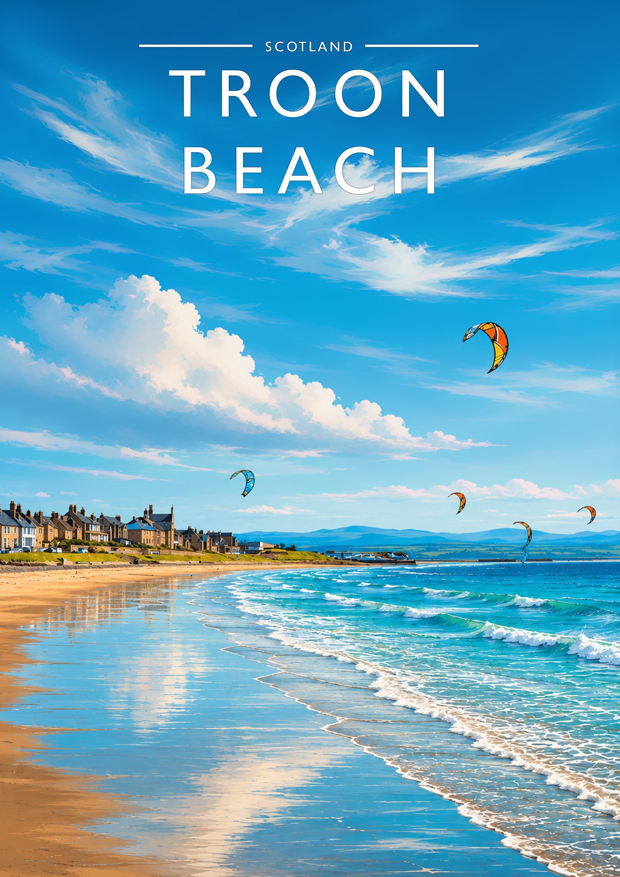 Troon Beach Travel Poster - A4 travel poster print