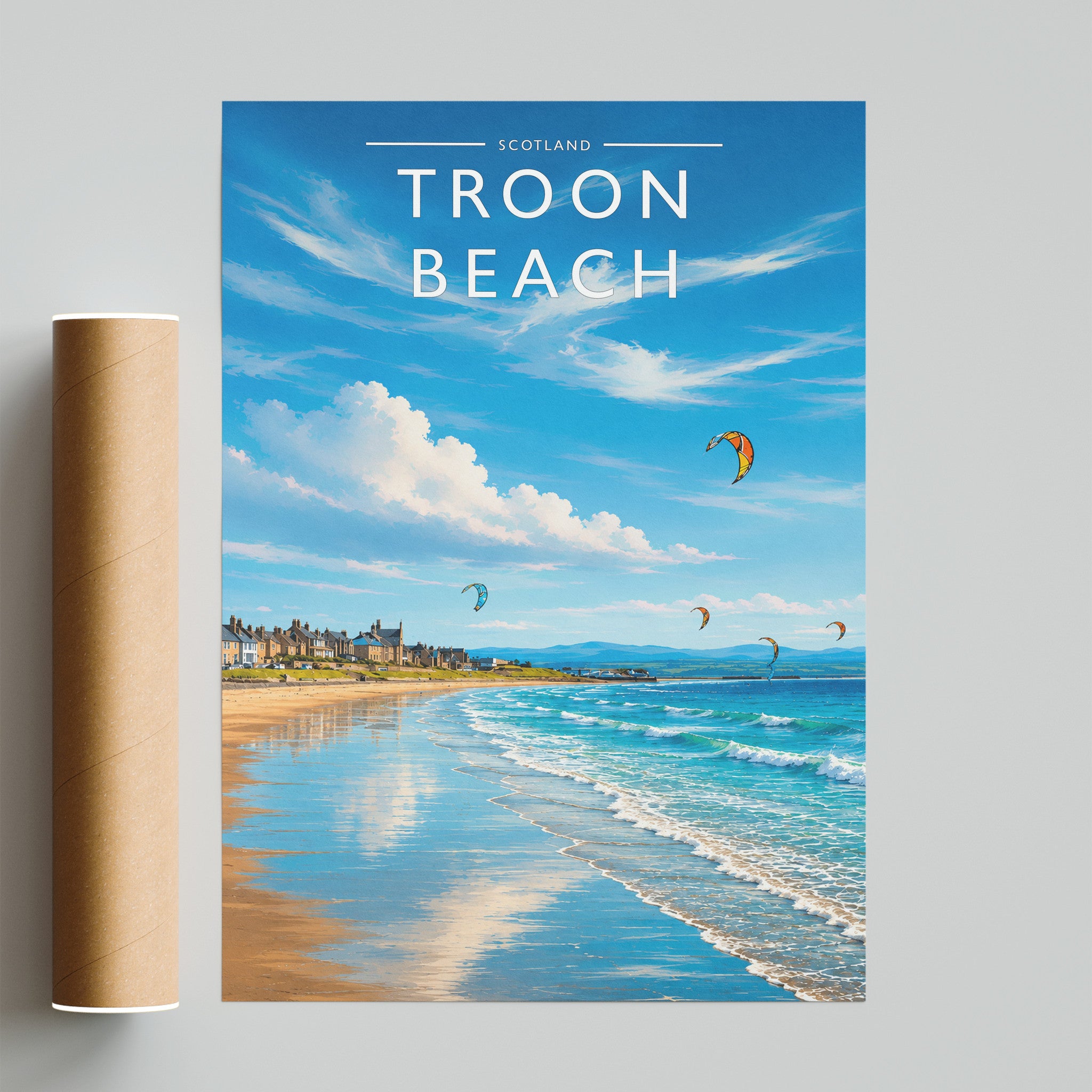 Troon Beach Travel Poster - fine art print with shipping tube