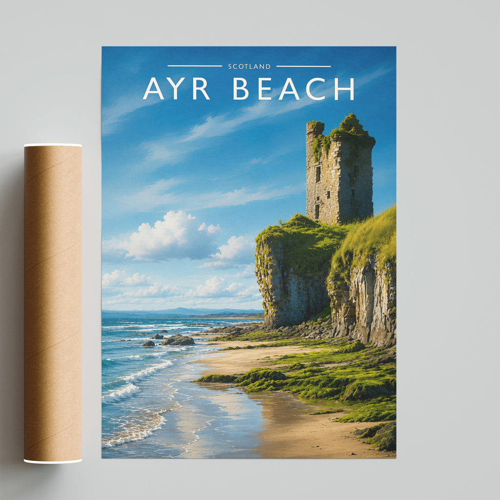 Ayr Beach Travel Poster - fine art print with shipping tube