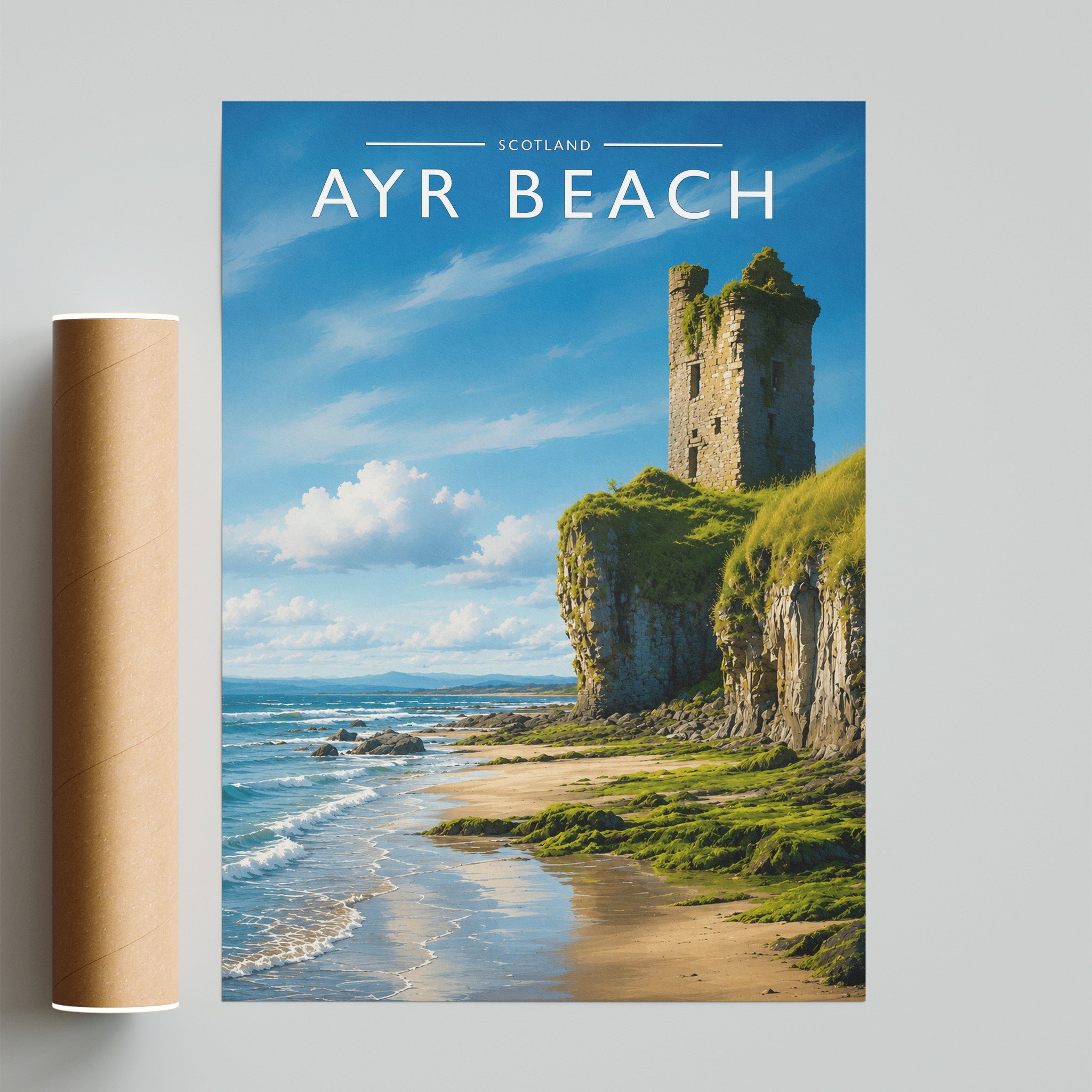 Ayr Beach Travel Poster - fine art print with shipping tube