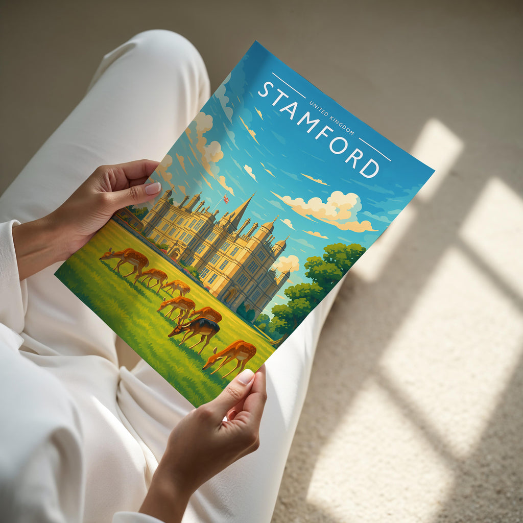 Stamford #2 Travel Poster - A4 print held in hand