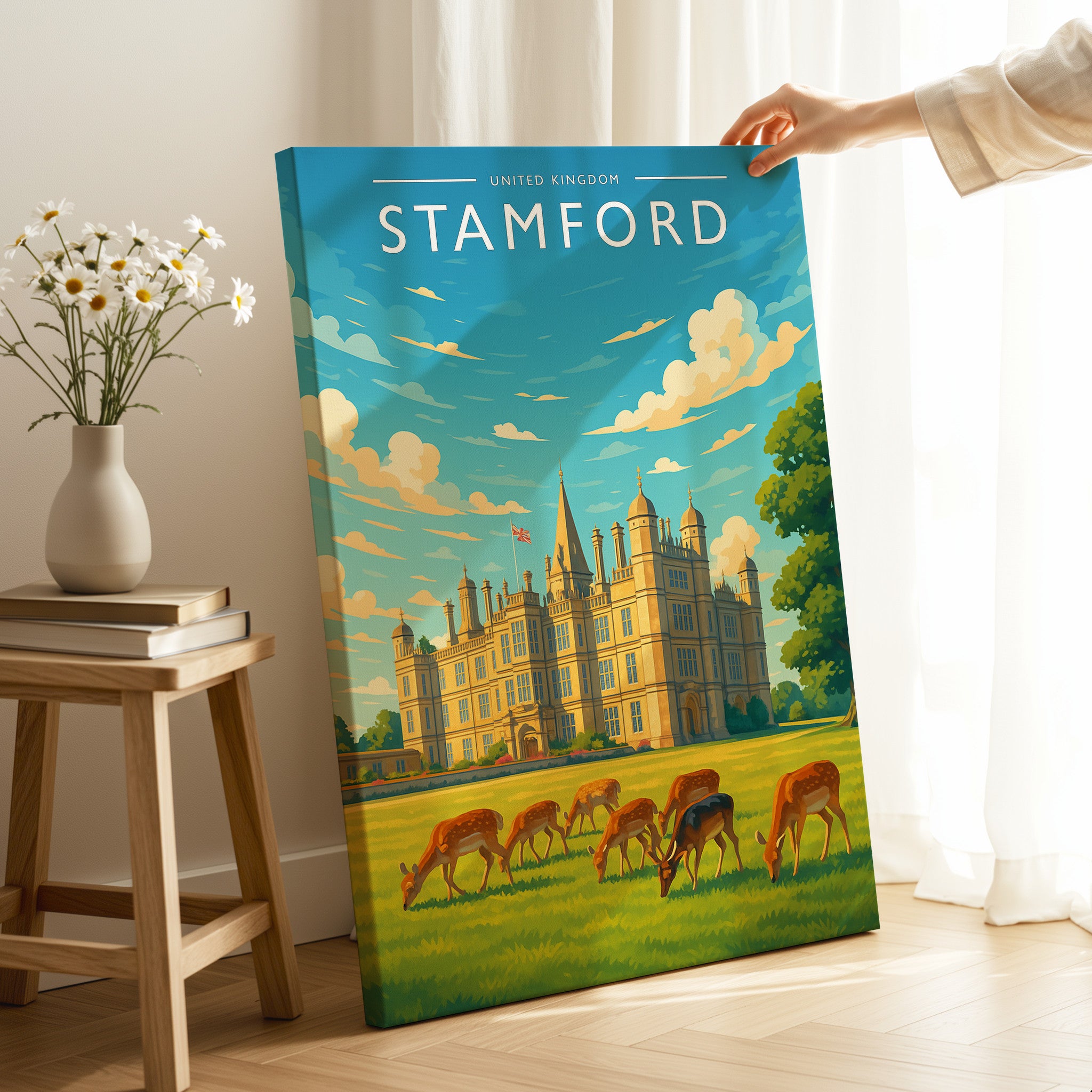 Stamford #2 Travel Poster as a gallery-wrapped canvas