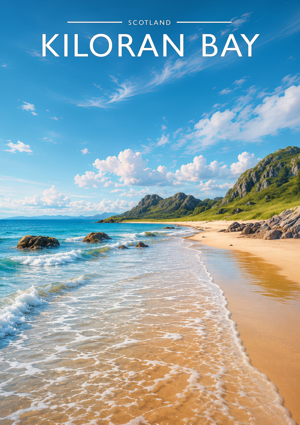 Kiloran Bay Travel Poster - A4 travel poster print