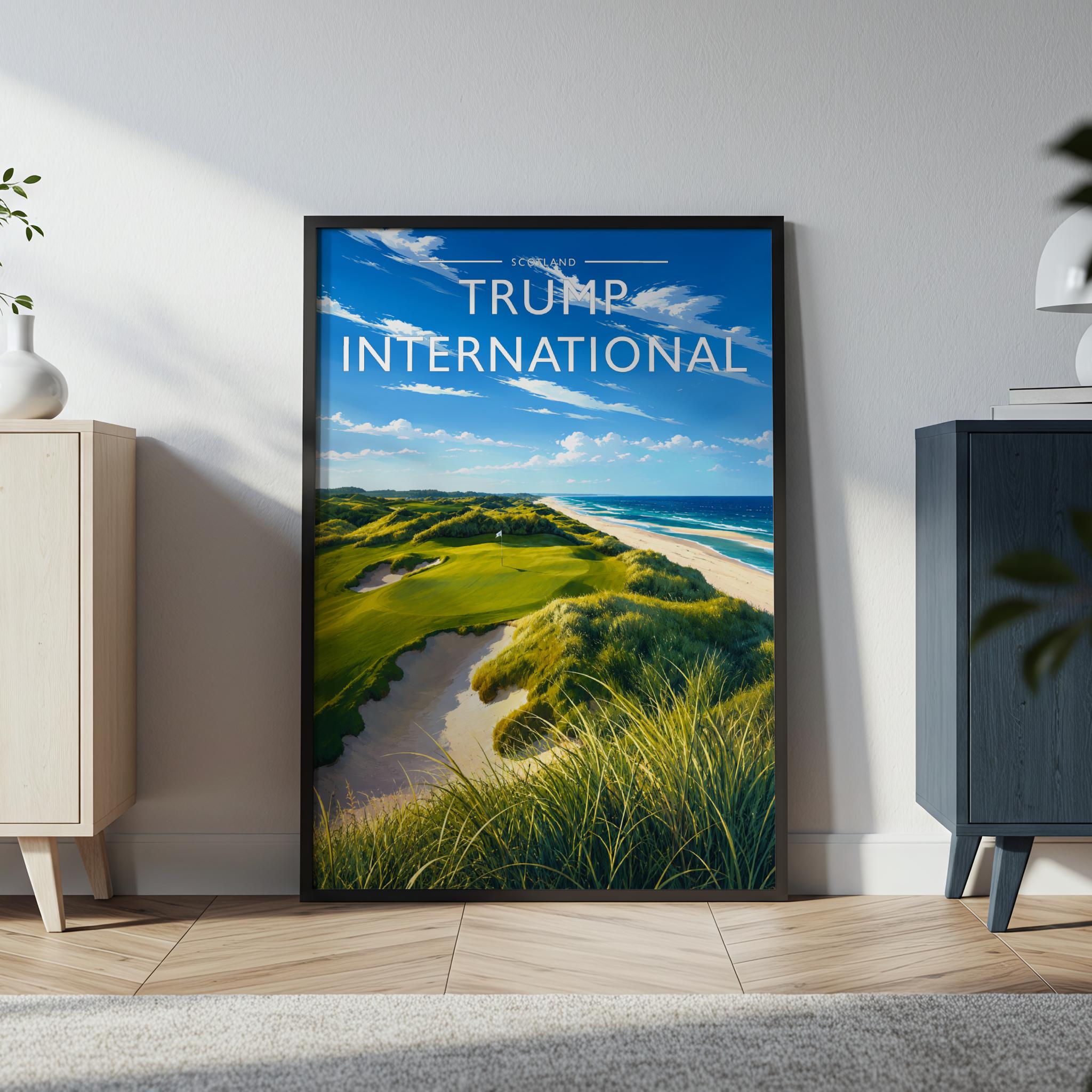 Trump International Travel Poster in a black frame