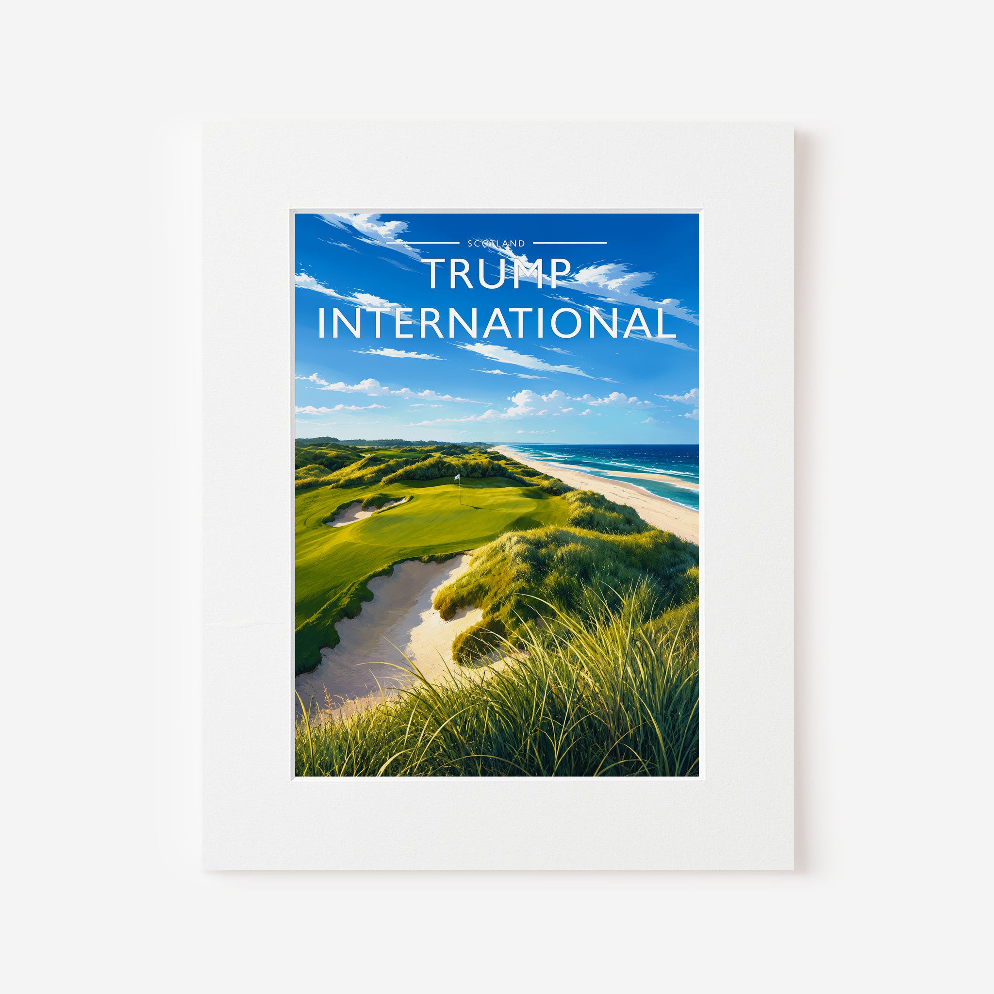 Trump International Travel Poster in a white mount