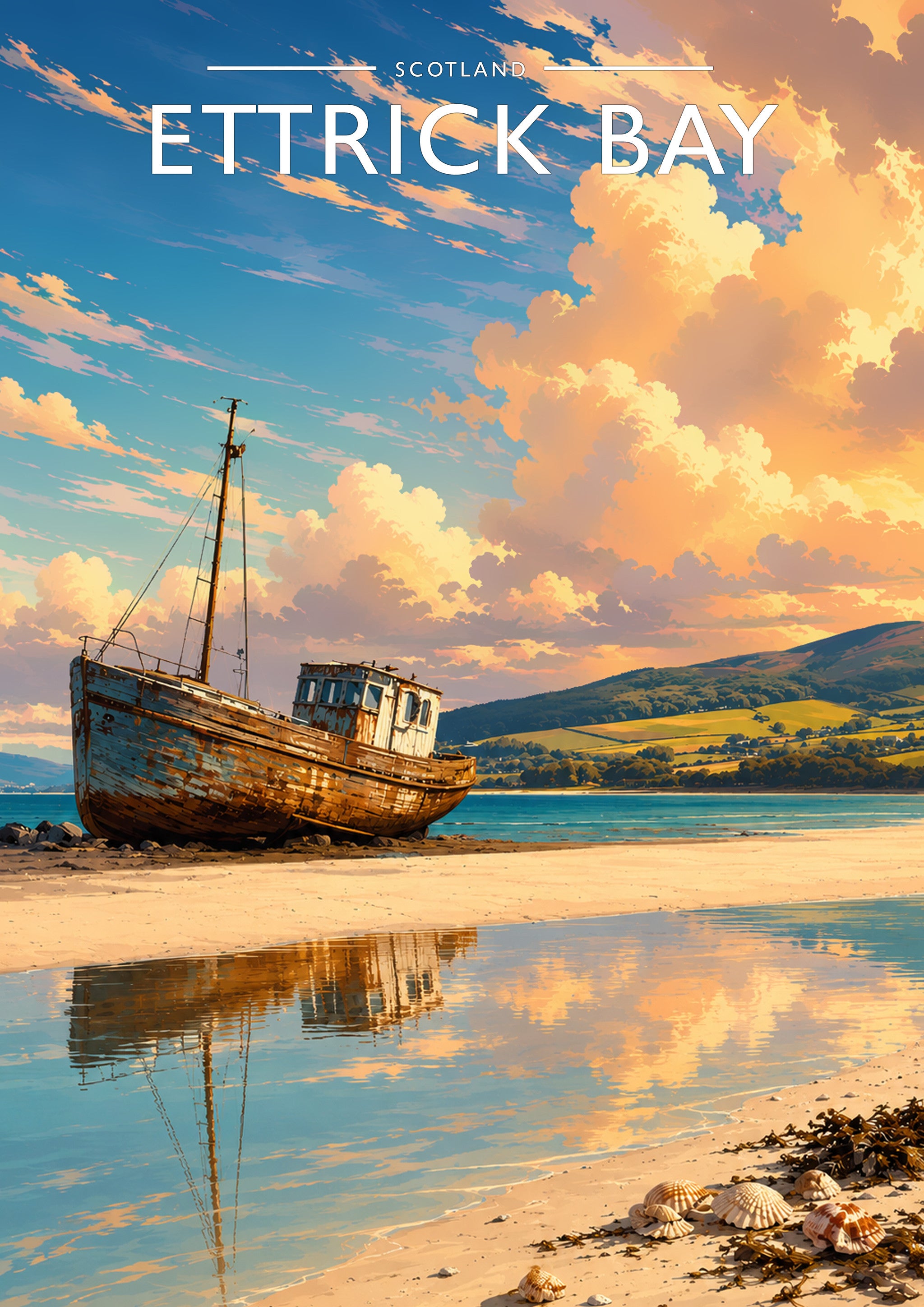 Ettrick Bay Travel Poster - A4 travel poster print