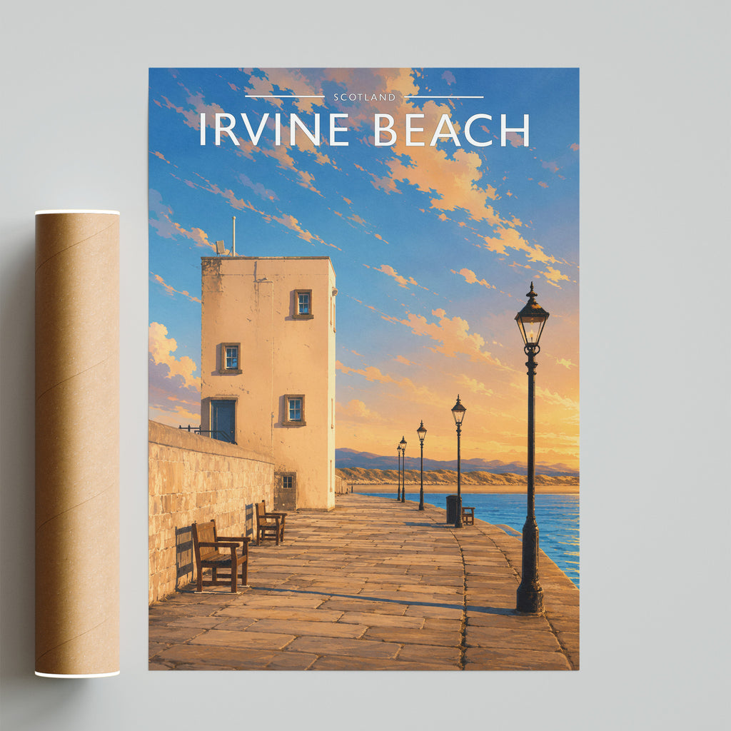 Irvine Beach Travel Poster - fine art print with shipping tube