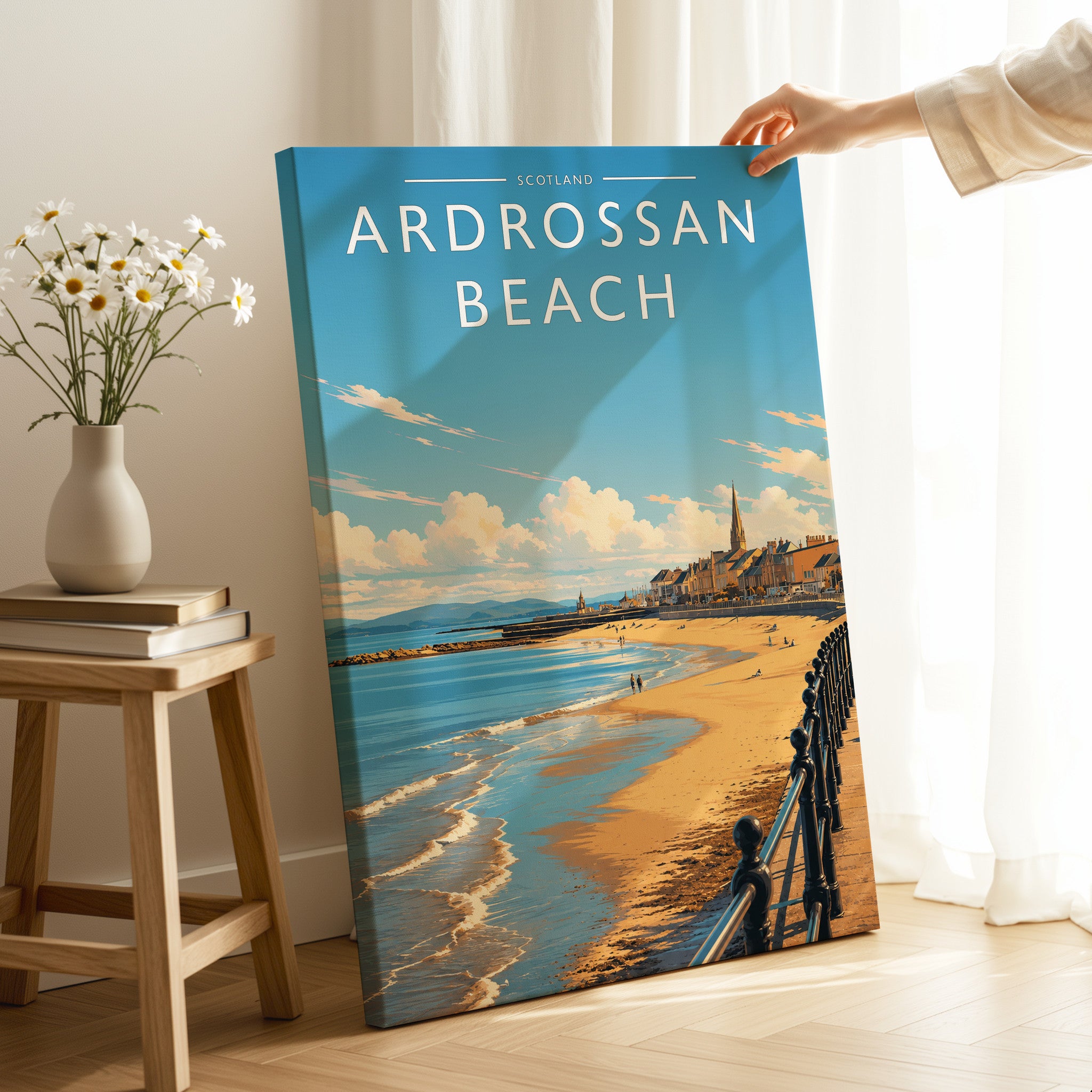 Ardrossan Beach Travel Poster as a gallery-wrapped canvas