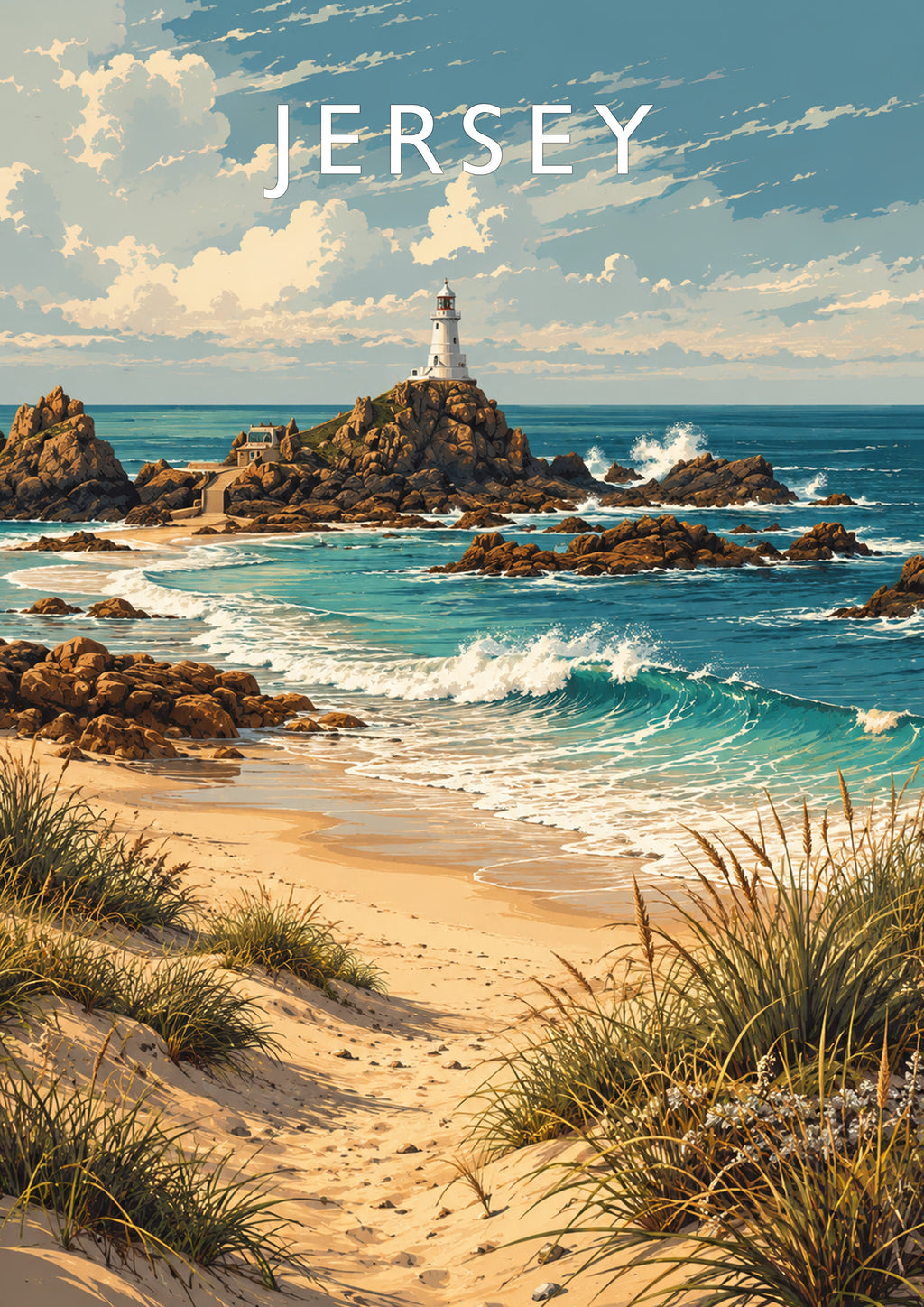 Jersey Travel Poster - A4 travel poster print