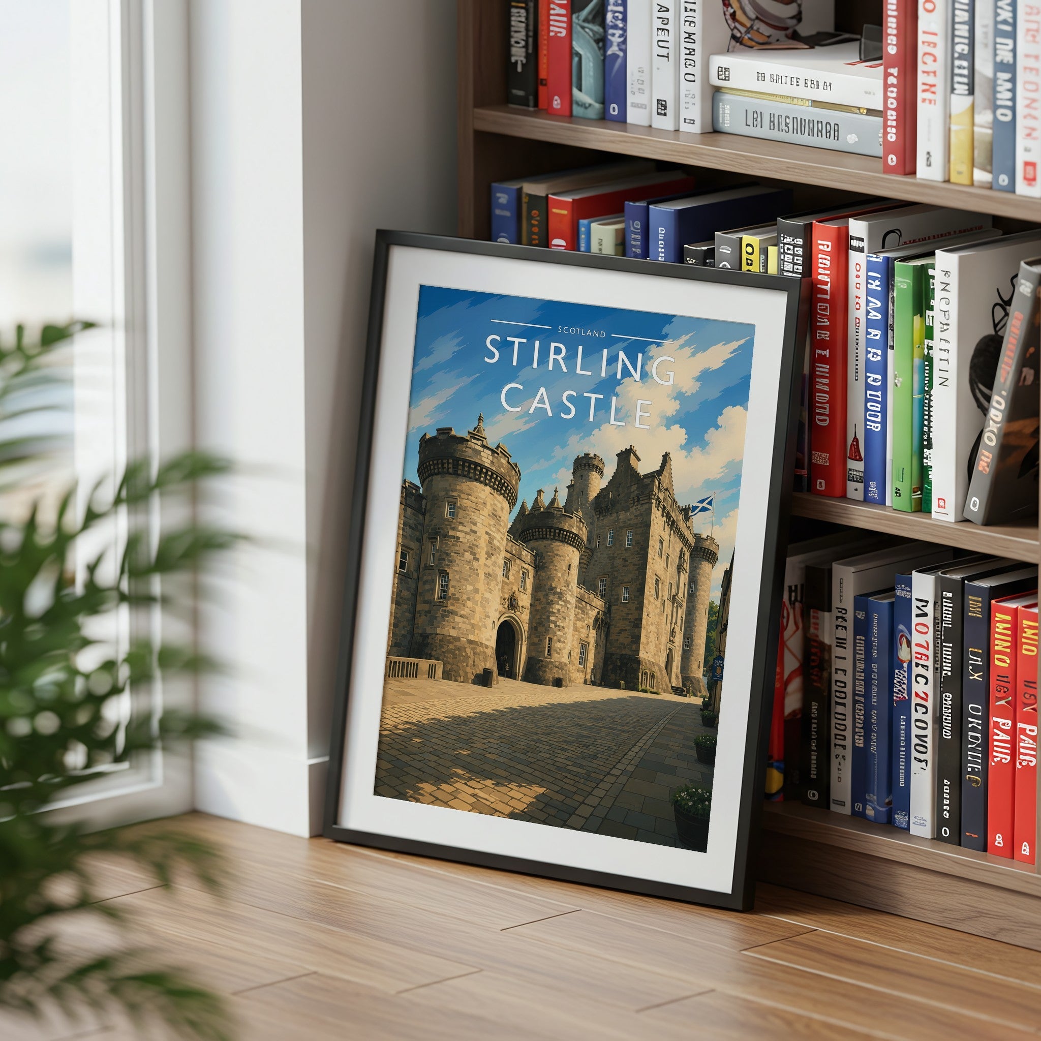 Stirling Castle Travel Poster mounted in a black frame