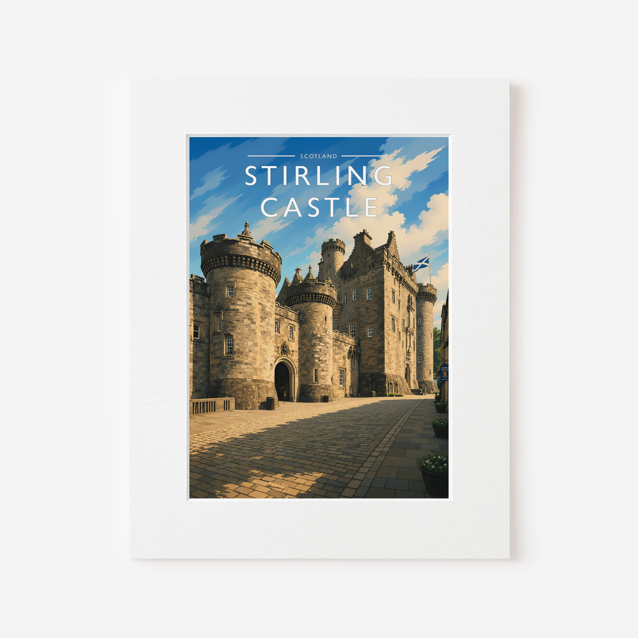 Stirling Castle Travel Poster in a white mount