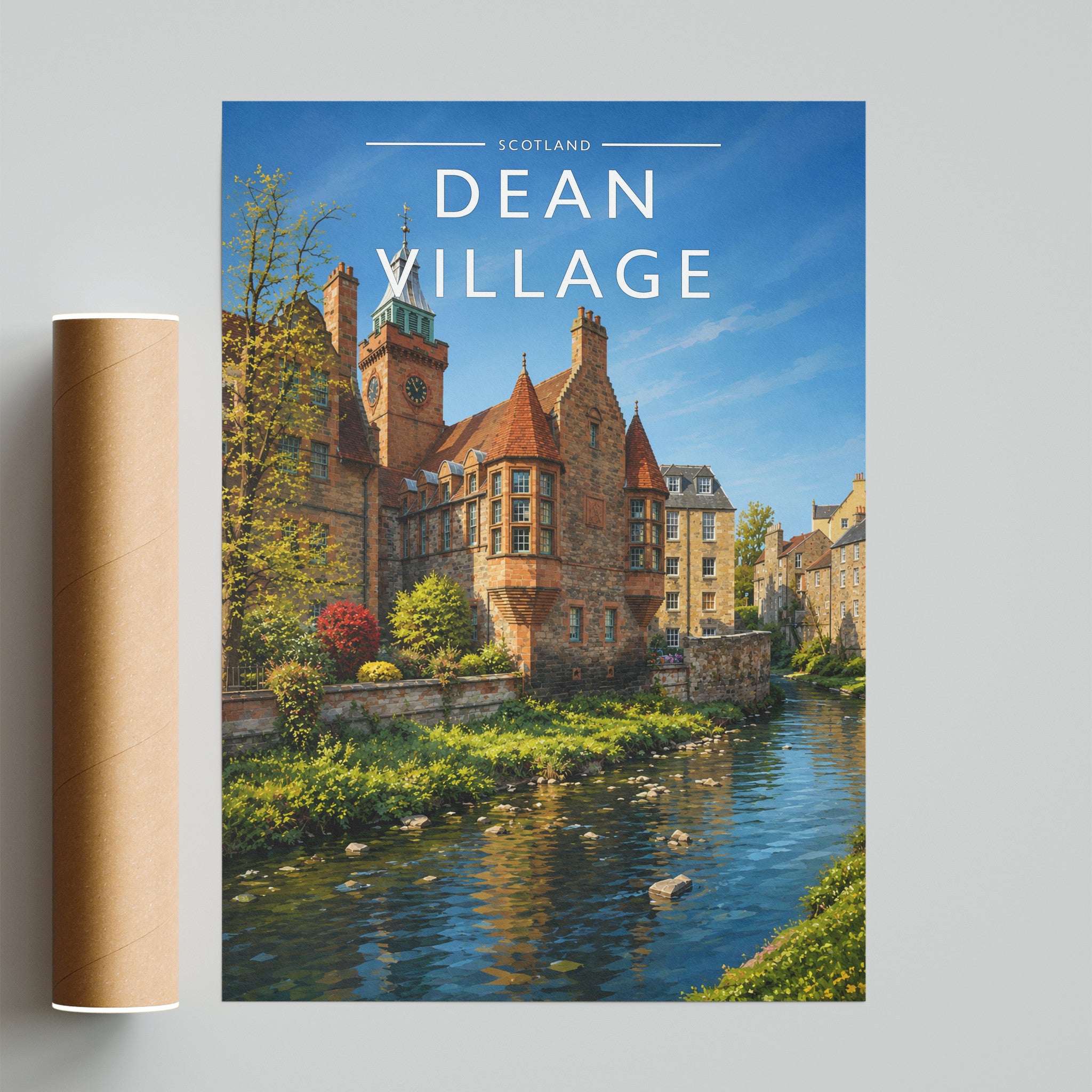 Dean Village Travel Poster - fine art print with shipping tube