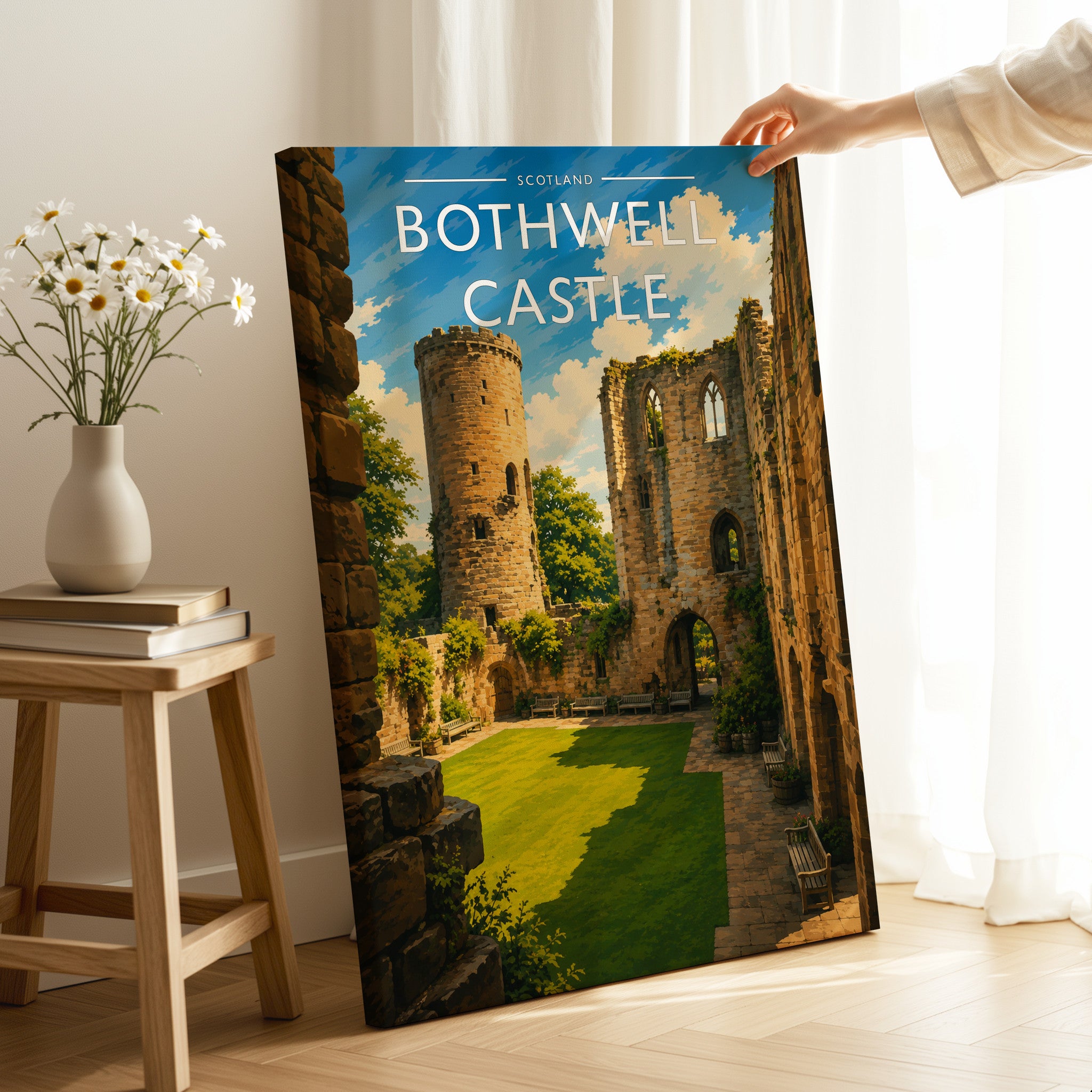 Bothwell Castle Travel Poster as a gallery-wrapped canvas
