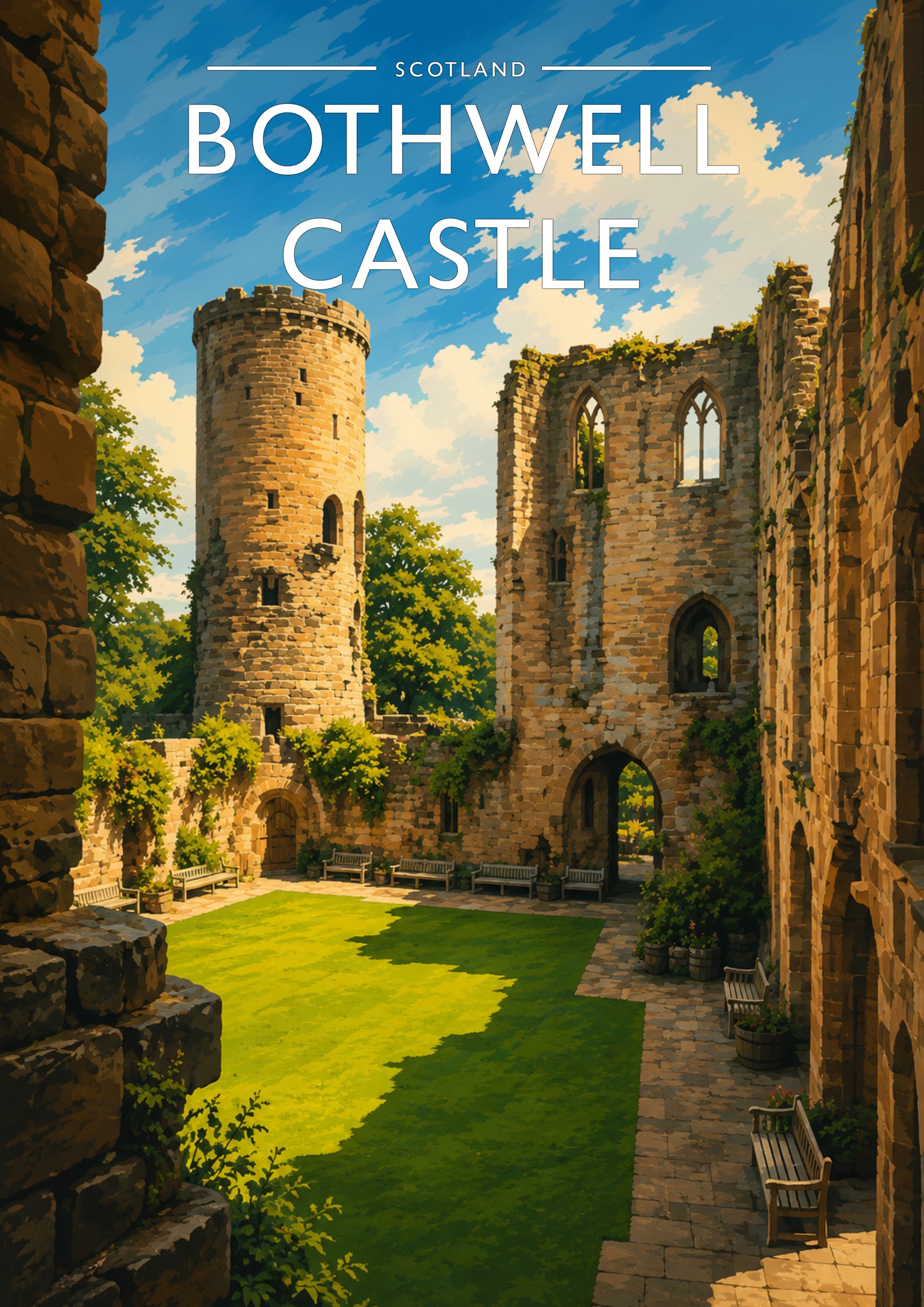 Bothwell Castle Travel Poster - A4 travel poster print