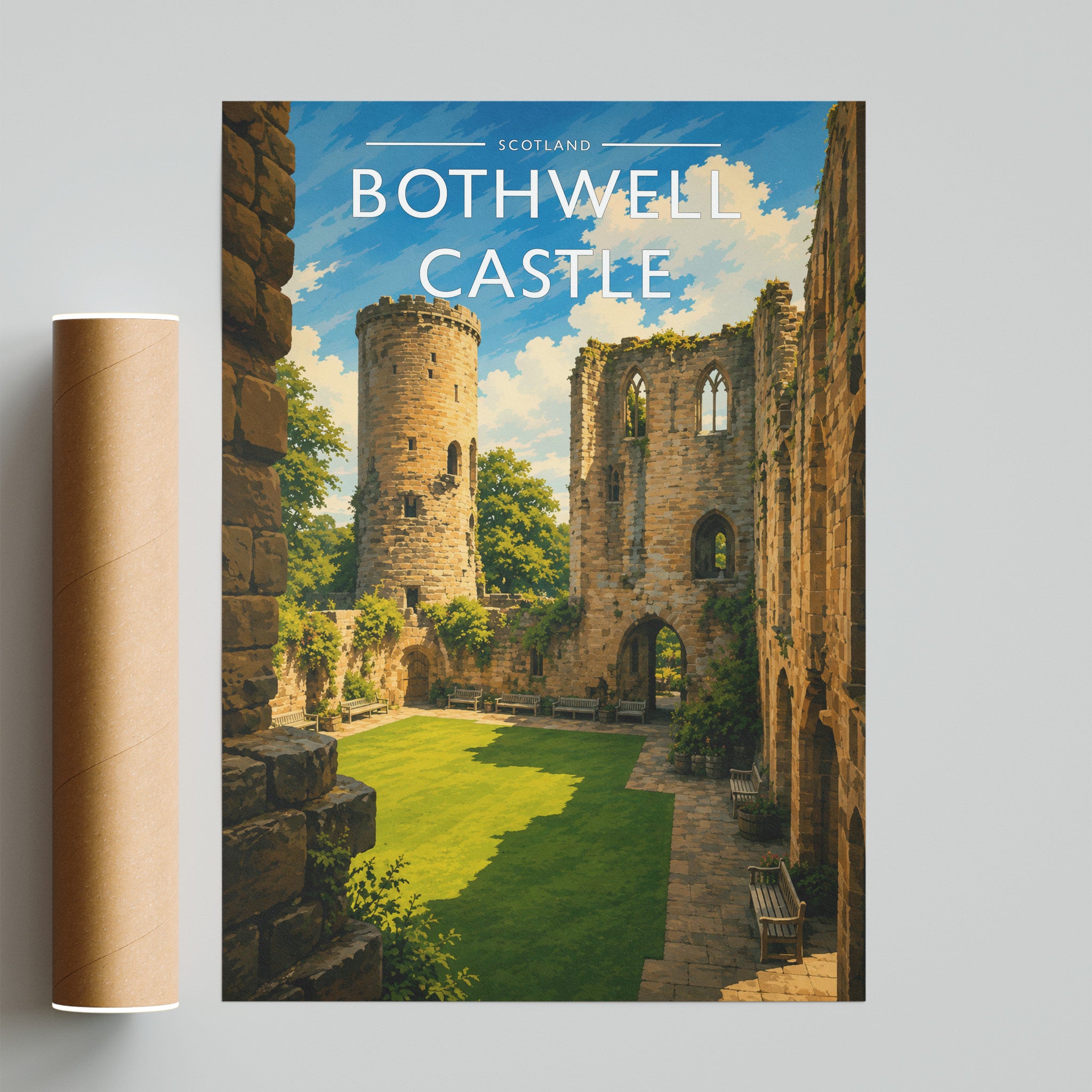 Bothwell Castle Travel Poster - fine art print with shipping tube