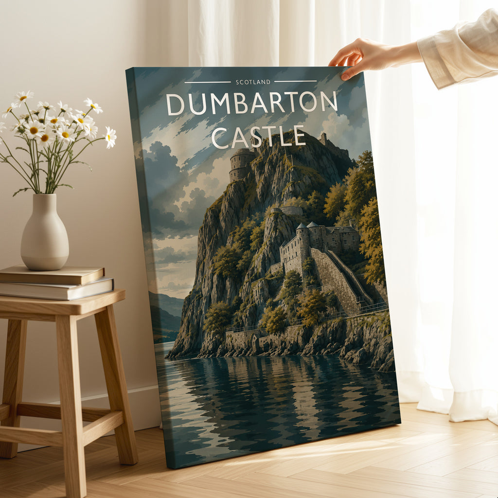Dumbarton Castle Travel Poster as a gallery-wrapped canvas