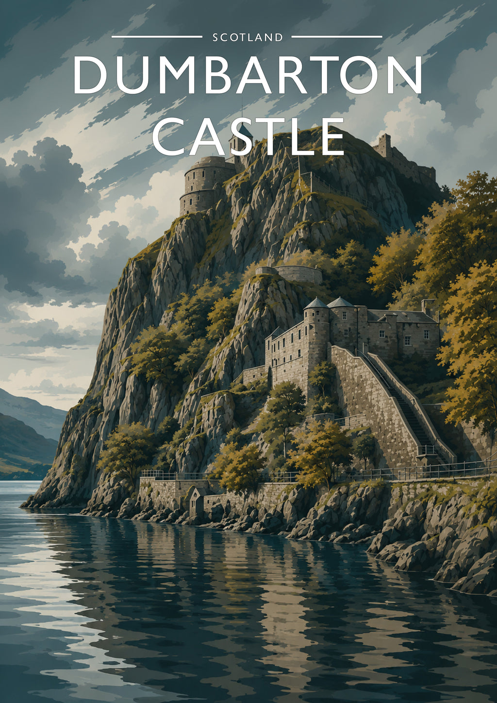 Dumbarton Castle Travel Poster - A4 travel poster print