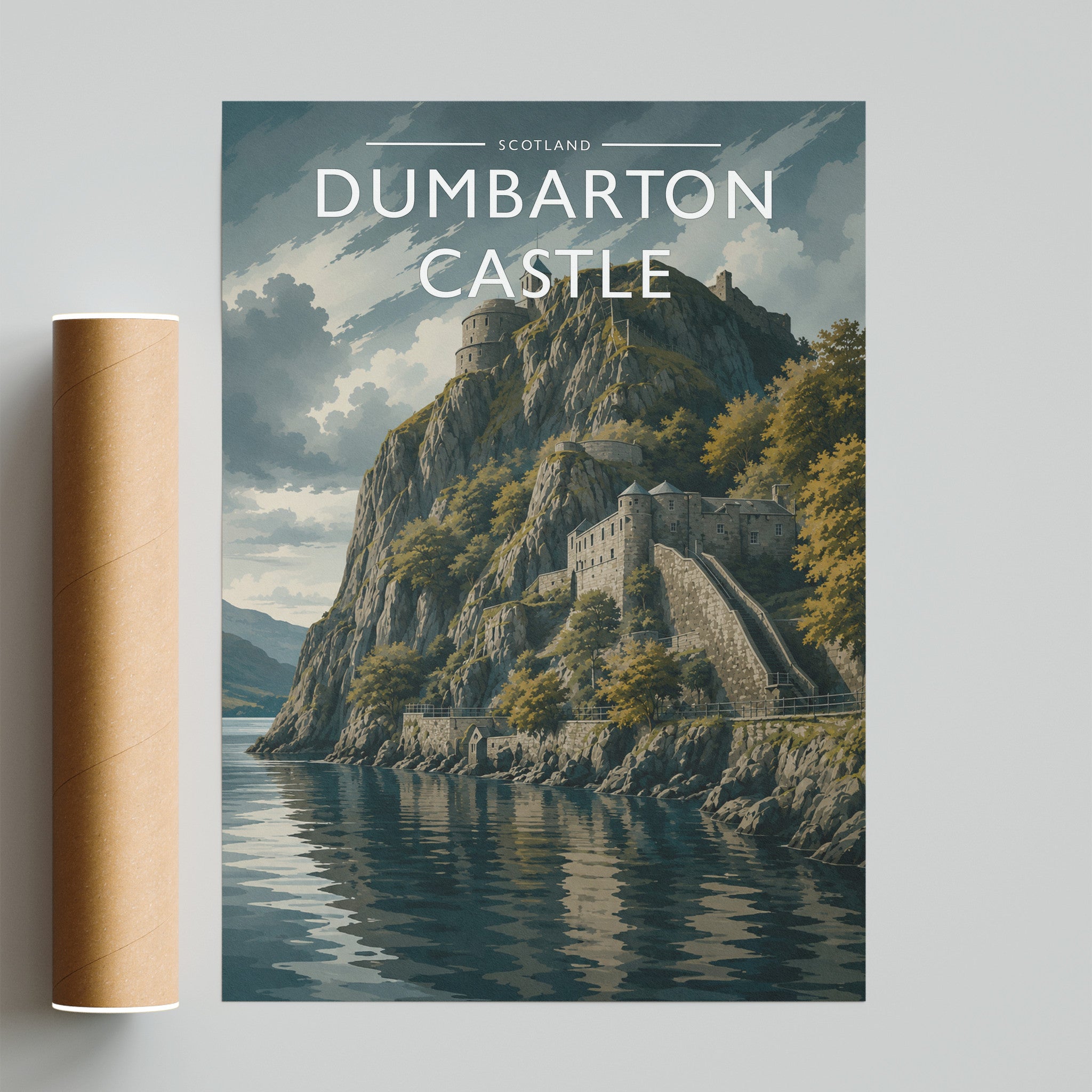 Dumbarton Castle Travel Poster - fine art print with shipping tube