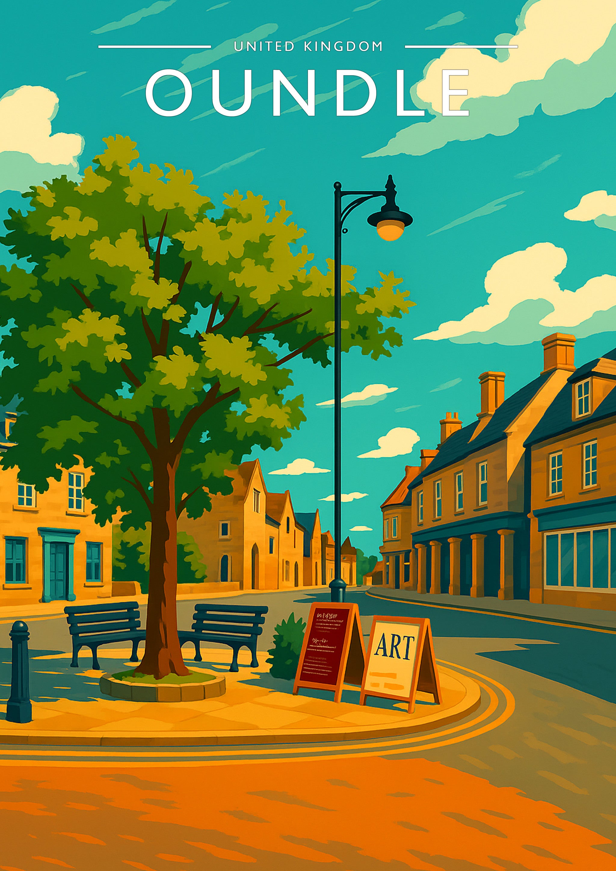 Oundle Travel Poster - A4 travel poster print
