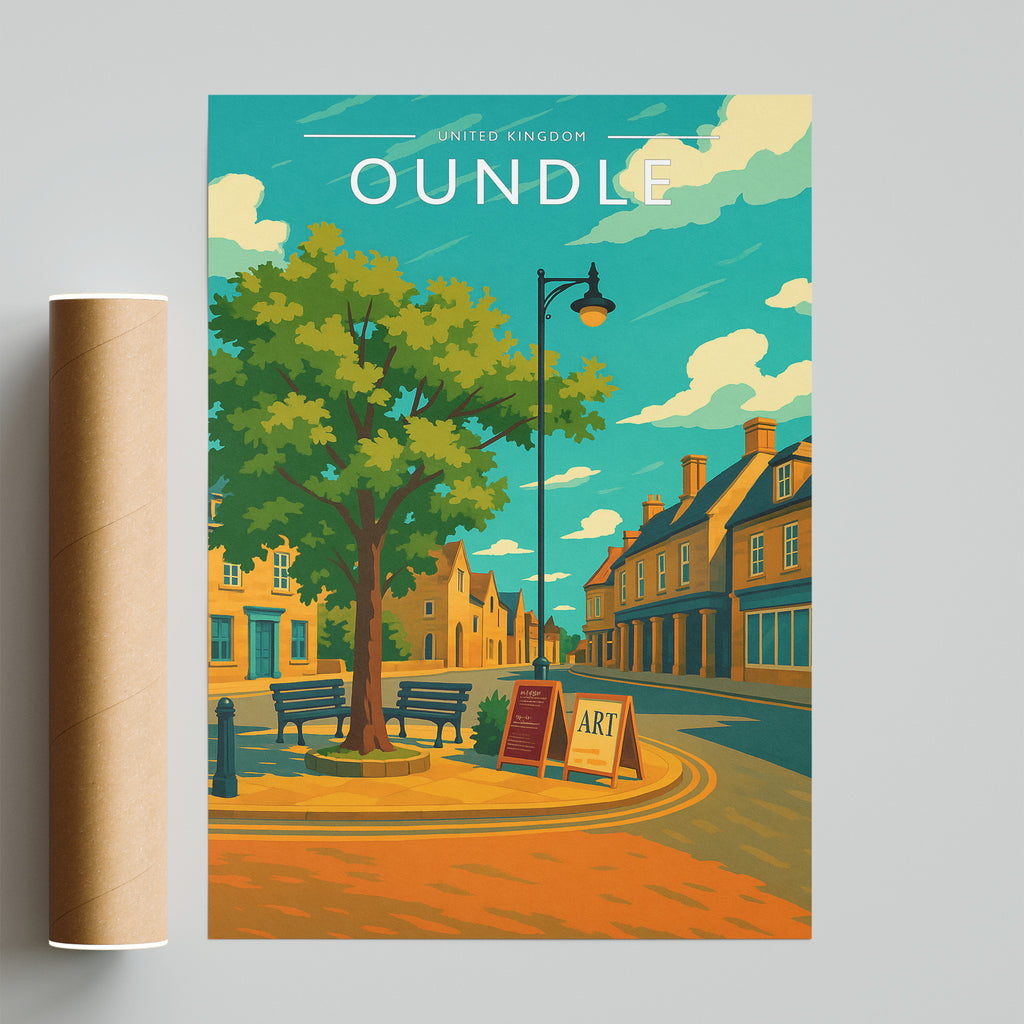 Oundle Travel Poster - fine art print with shipping tube