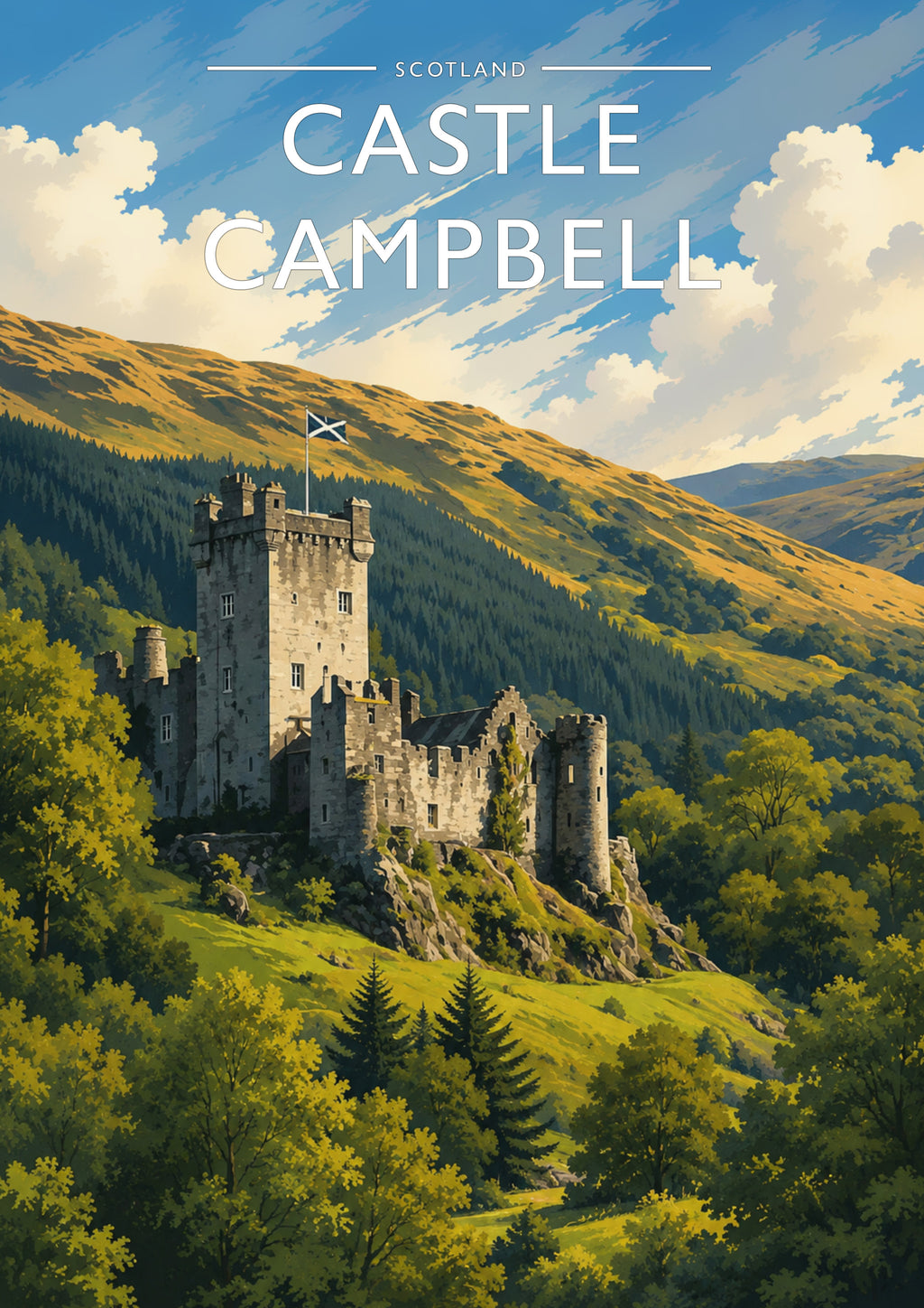 Castle Campbell Travel Poster - A4 travel poster print