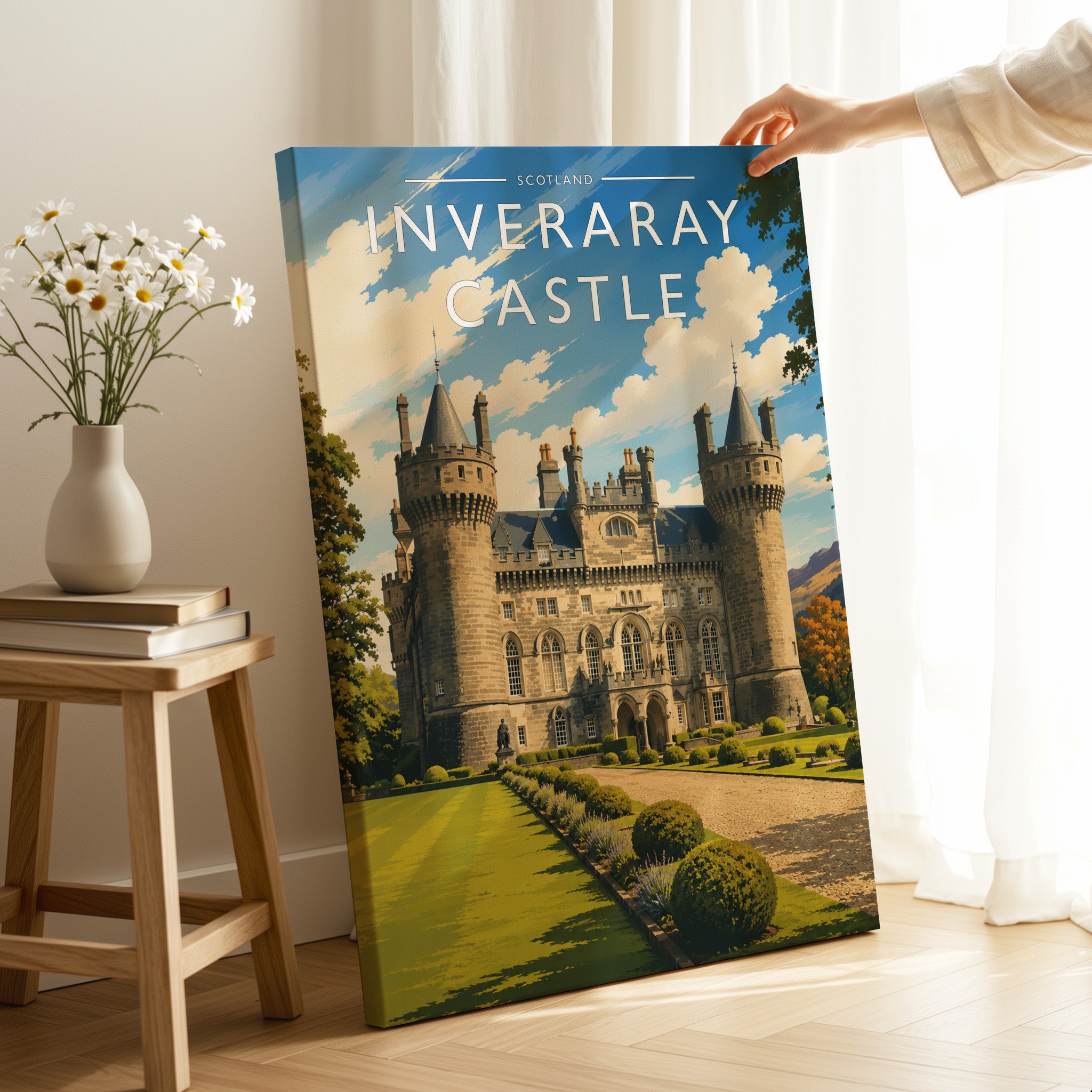 Inveraray Castle Travel Poster as a gallery-wrapped canvas