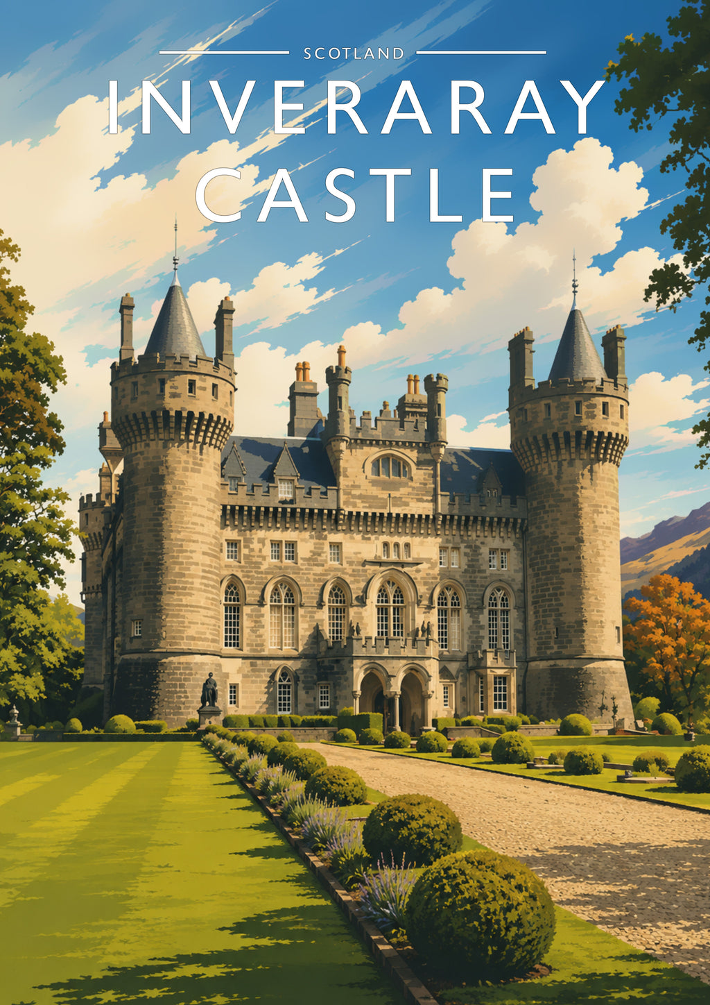 Inveraray Castle Travel Poster - A4 travel poster print