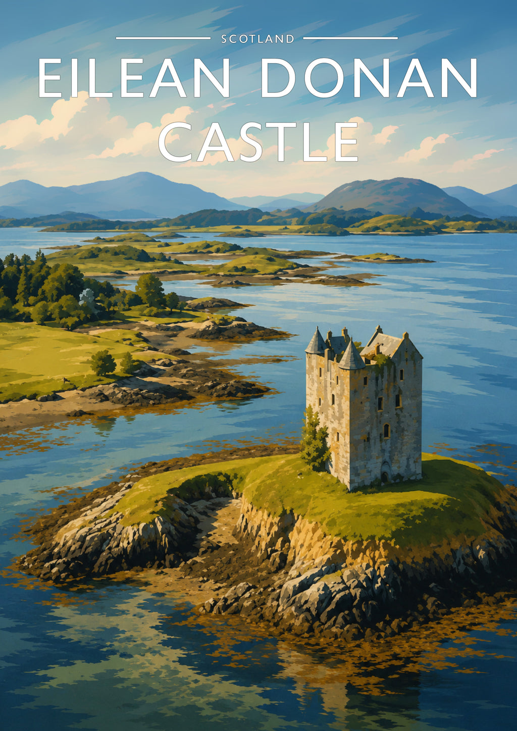 Eilean Donan Castle Travel Poster - A4 travel poster print