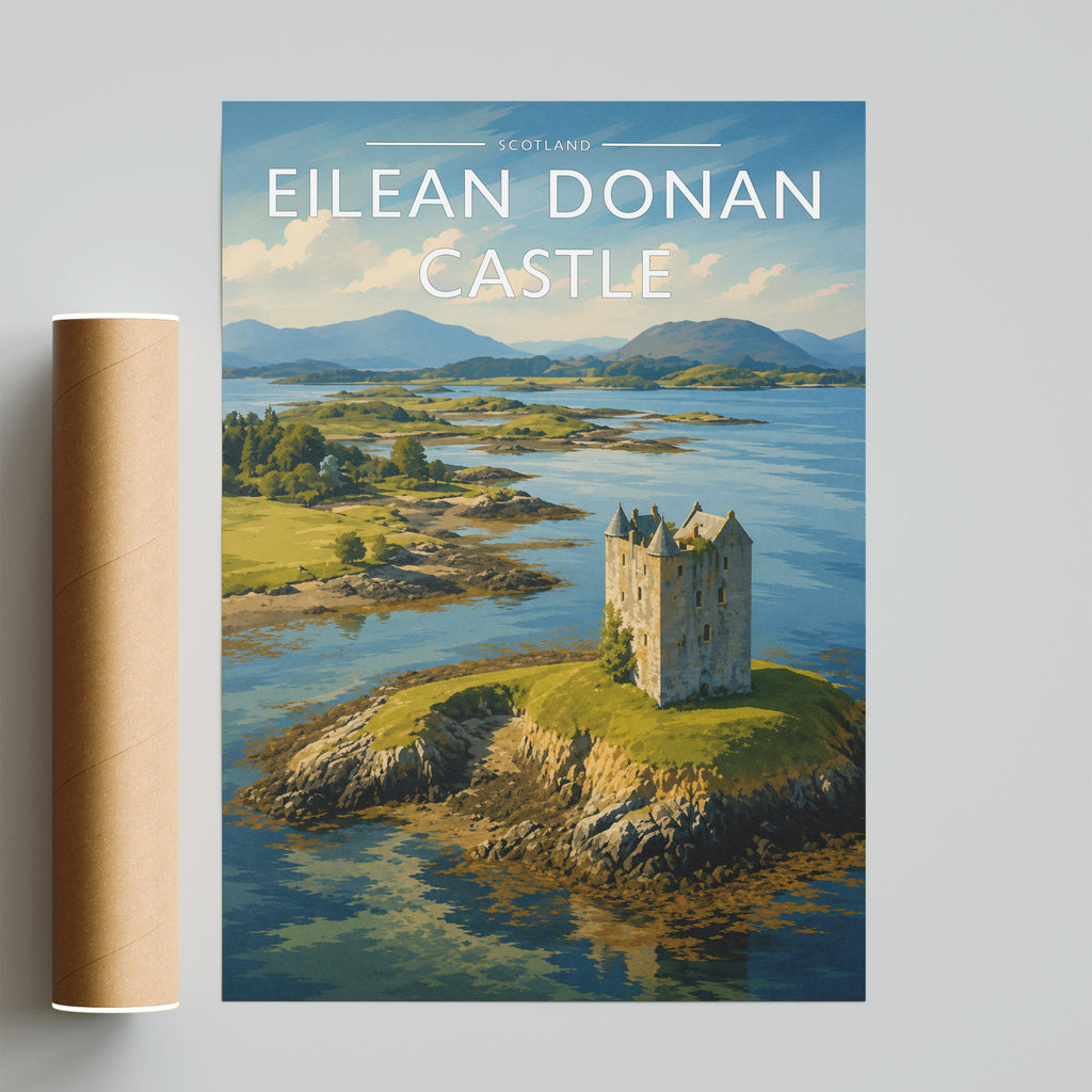Eilean Donan Castle Travel Poster - fine art print with shipping tube