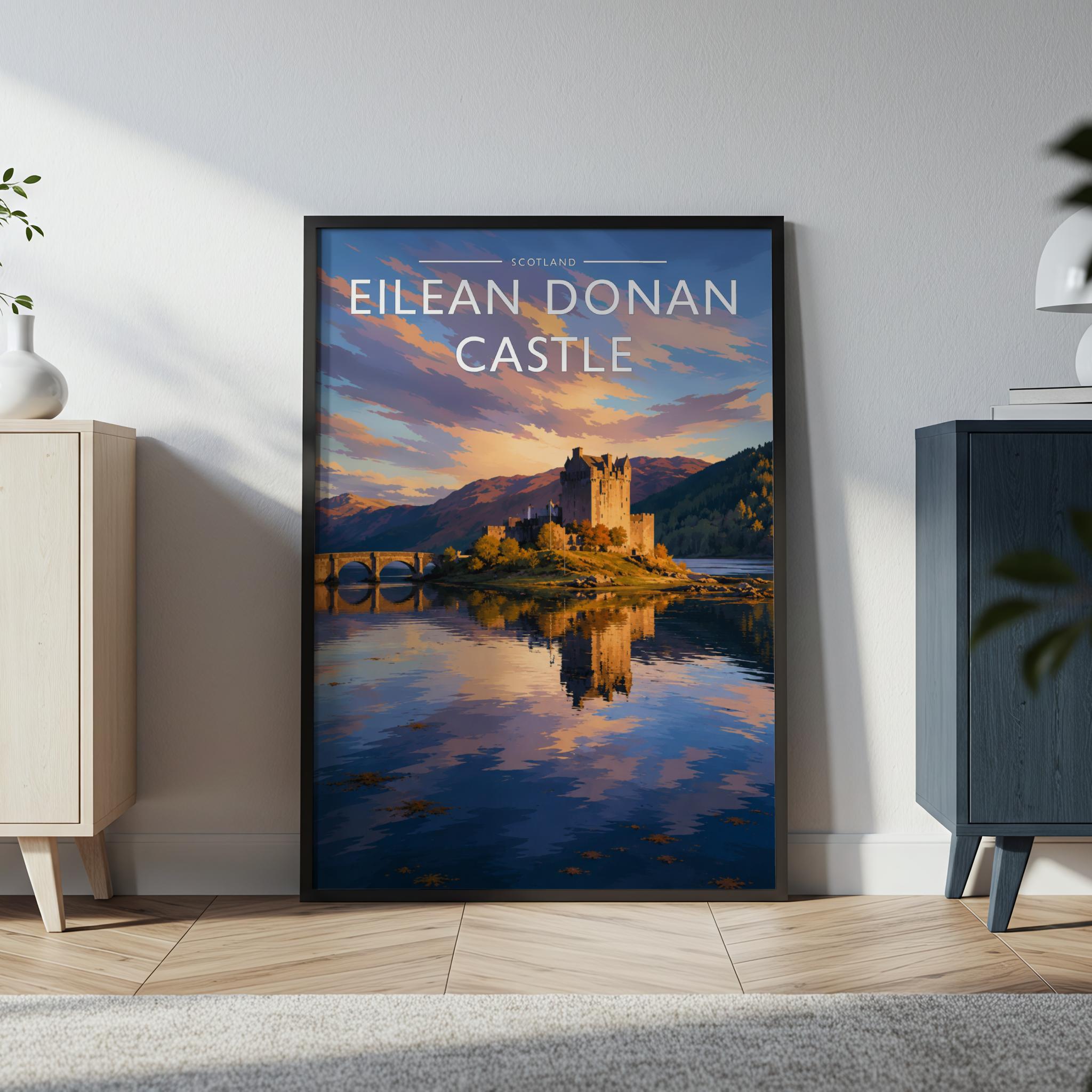 Eilean Donan Castle #2 Travel Poster in a black frame