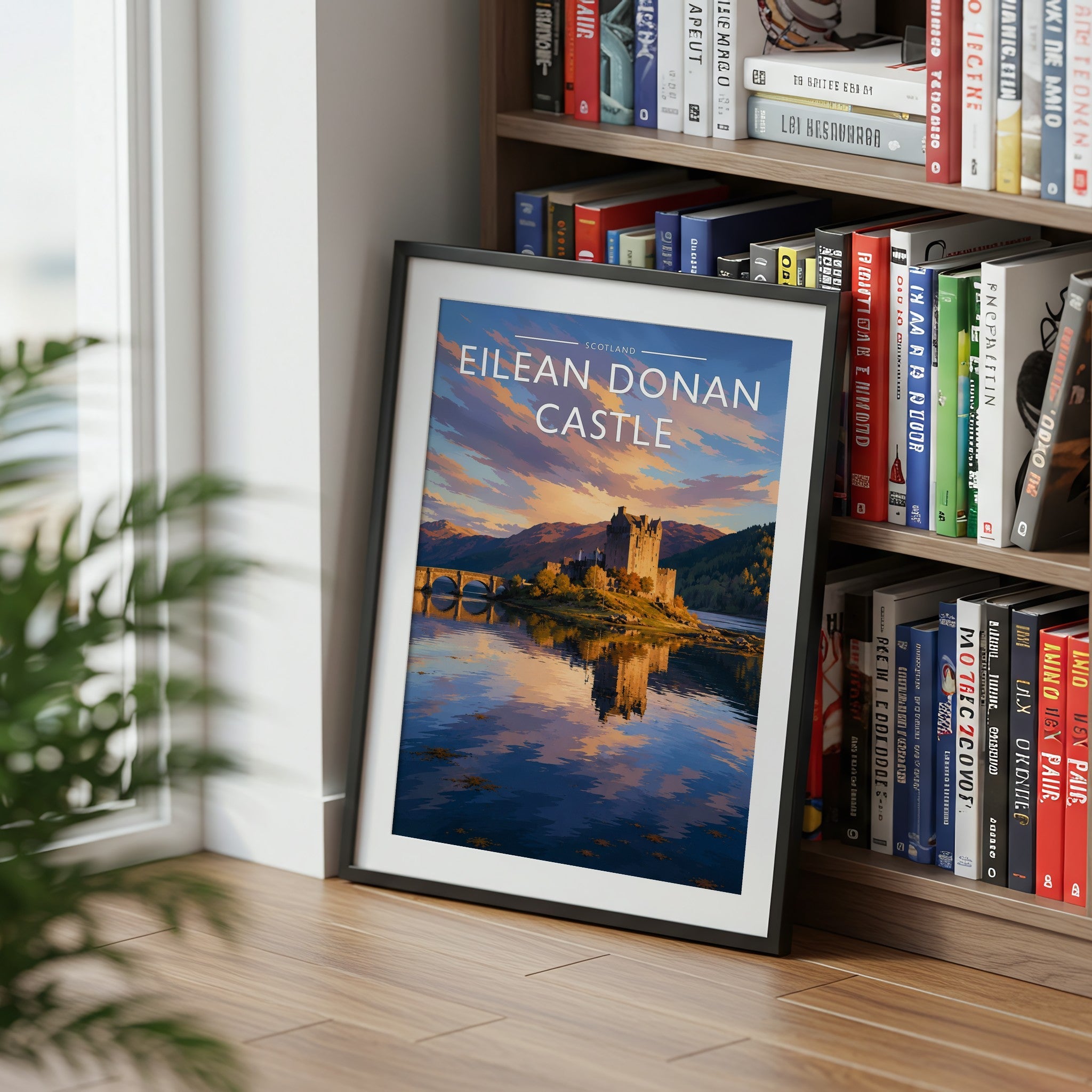 Eilean Donan Castle #2 Travel Poster mounted in a black frame
