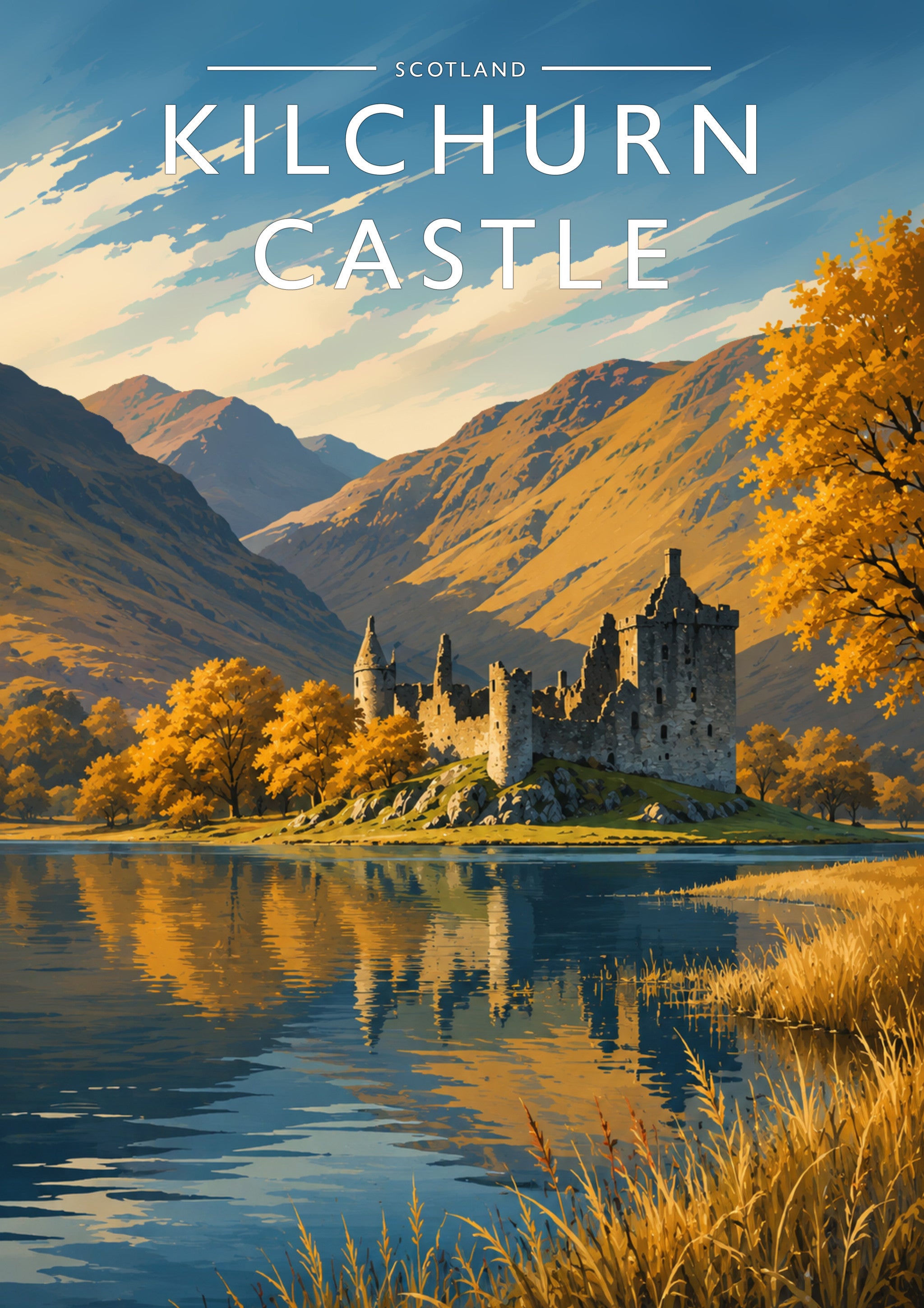Kilchurn Castle Travel Poster - A4 travel poster print