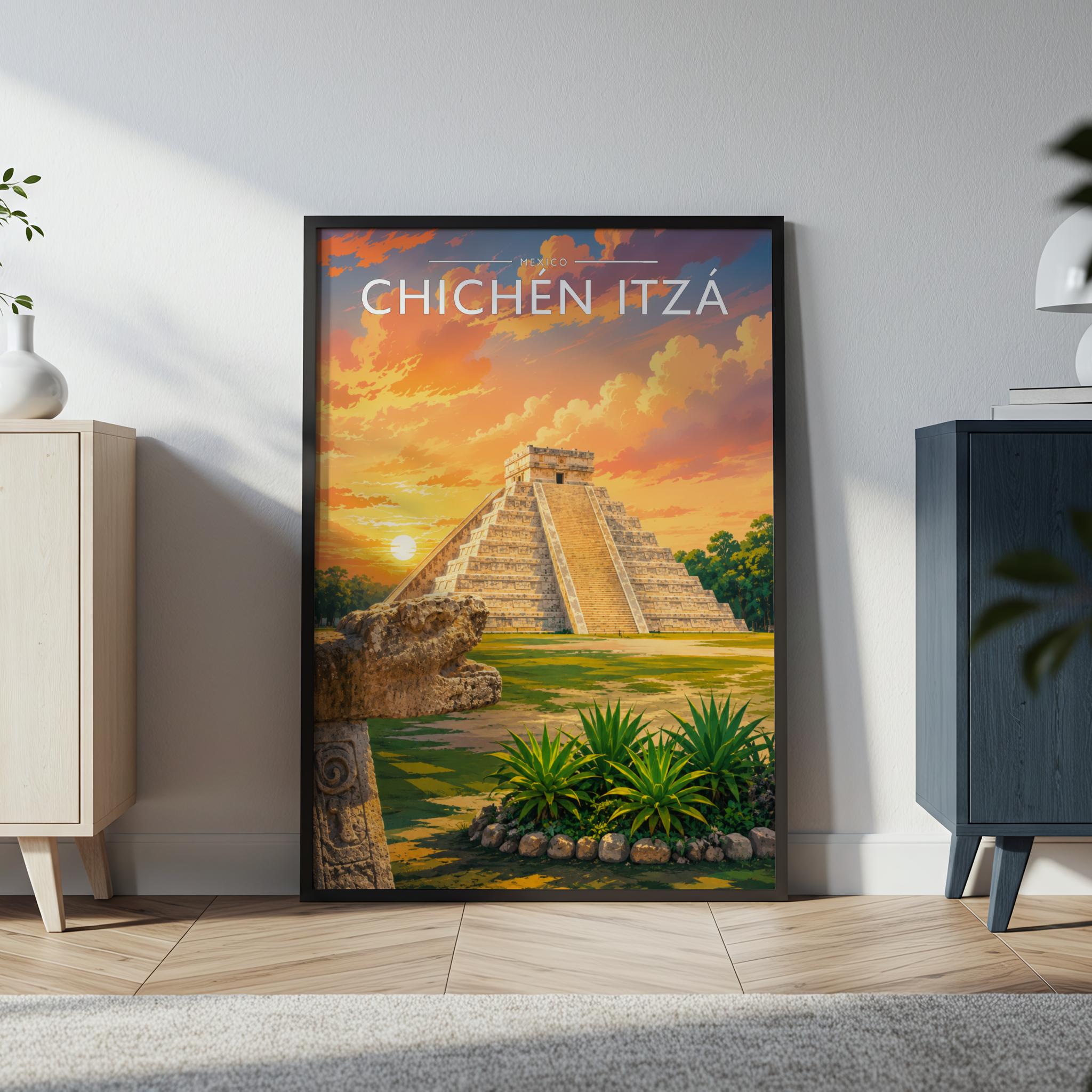 Chichén Itzá #2 Travel Poster in a black frame