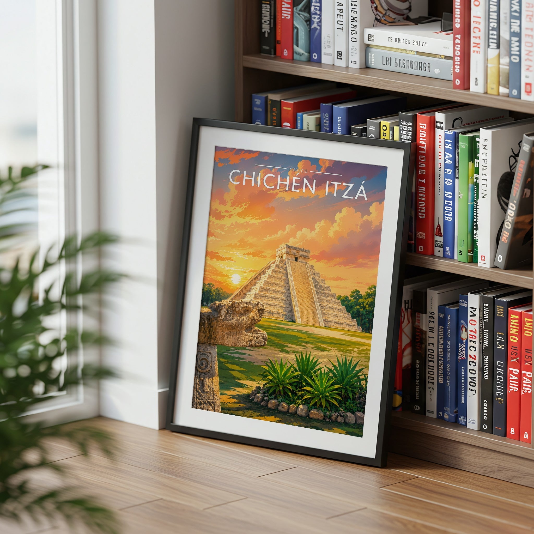 Chichén Itzá #2 Travel Poster mounted in a black frame